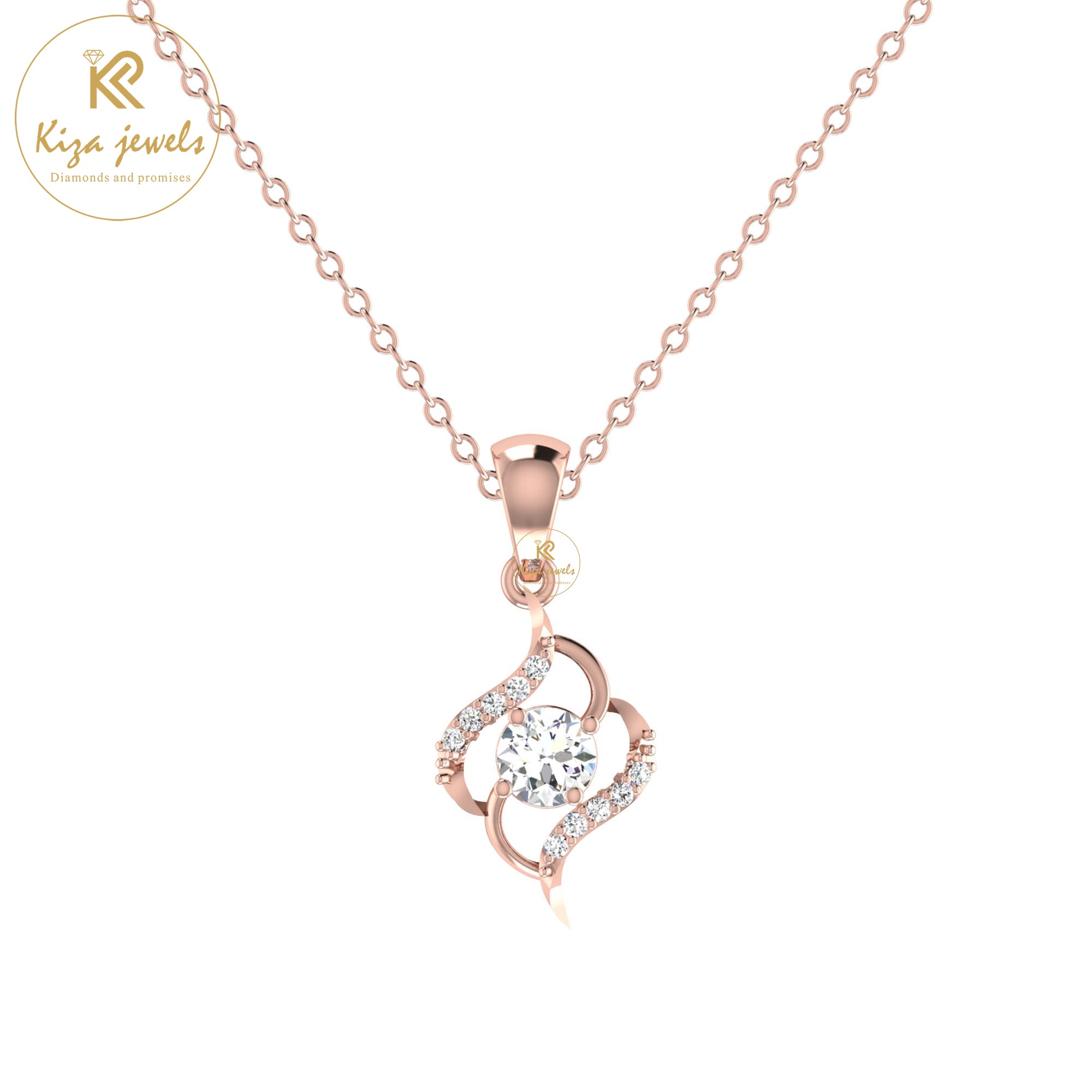 0.30 TDW Round Cut Diamond Custom Pendant with Chain