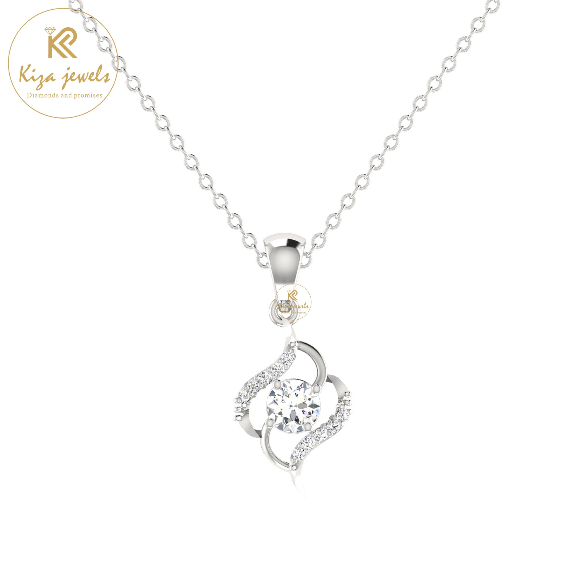 0.30 TDW Round Cut Diamond Custom Pendant with Chain