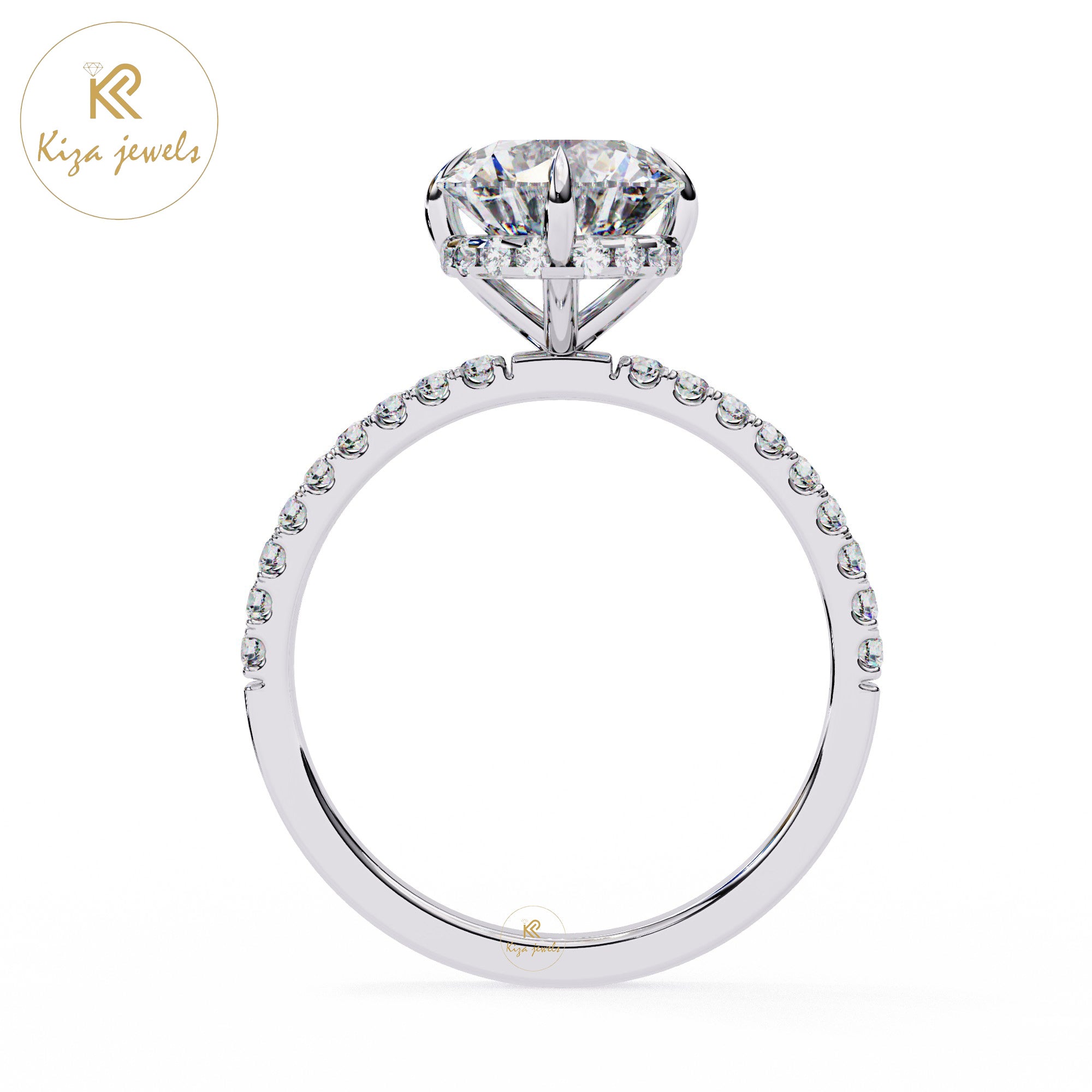 2.66 TDW Round Cut women's Diamond Halo Ring