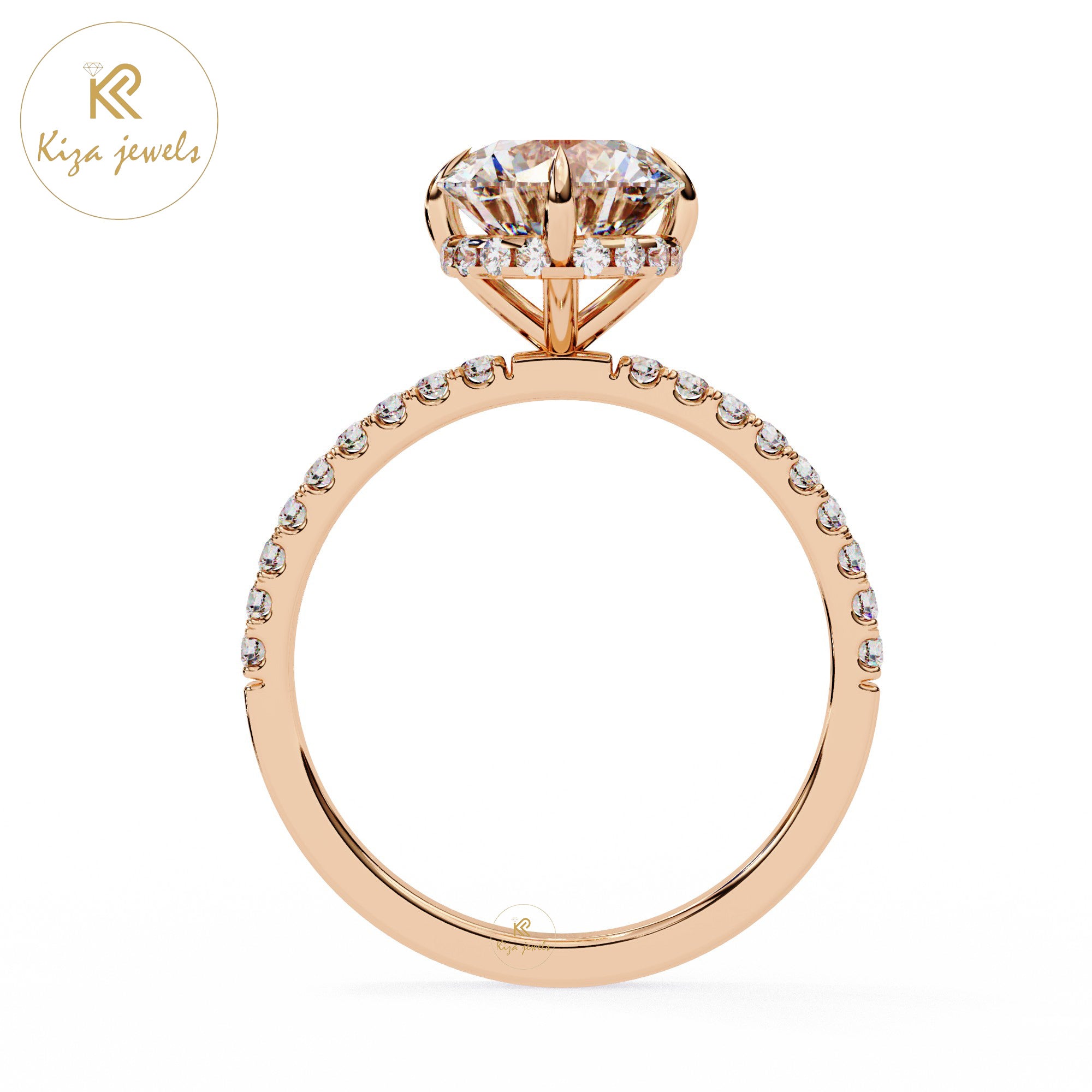 2.66 TDW Round Cut women's Diamond Halo Ring