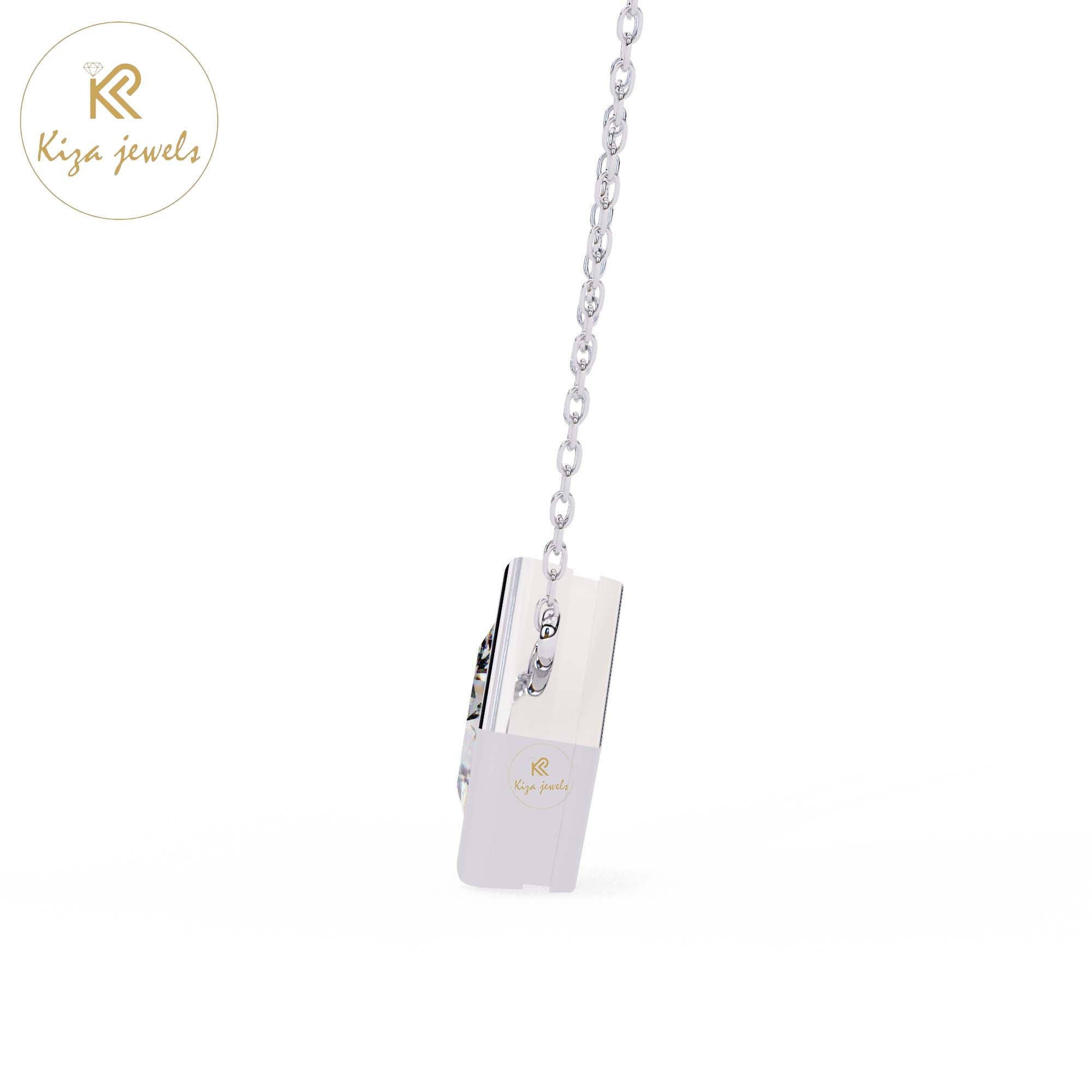 2.01 TDW Princess Cut Diamond Solitaire Pendant With Chain