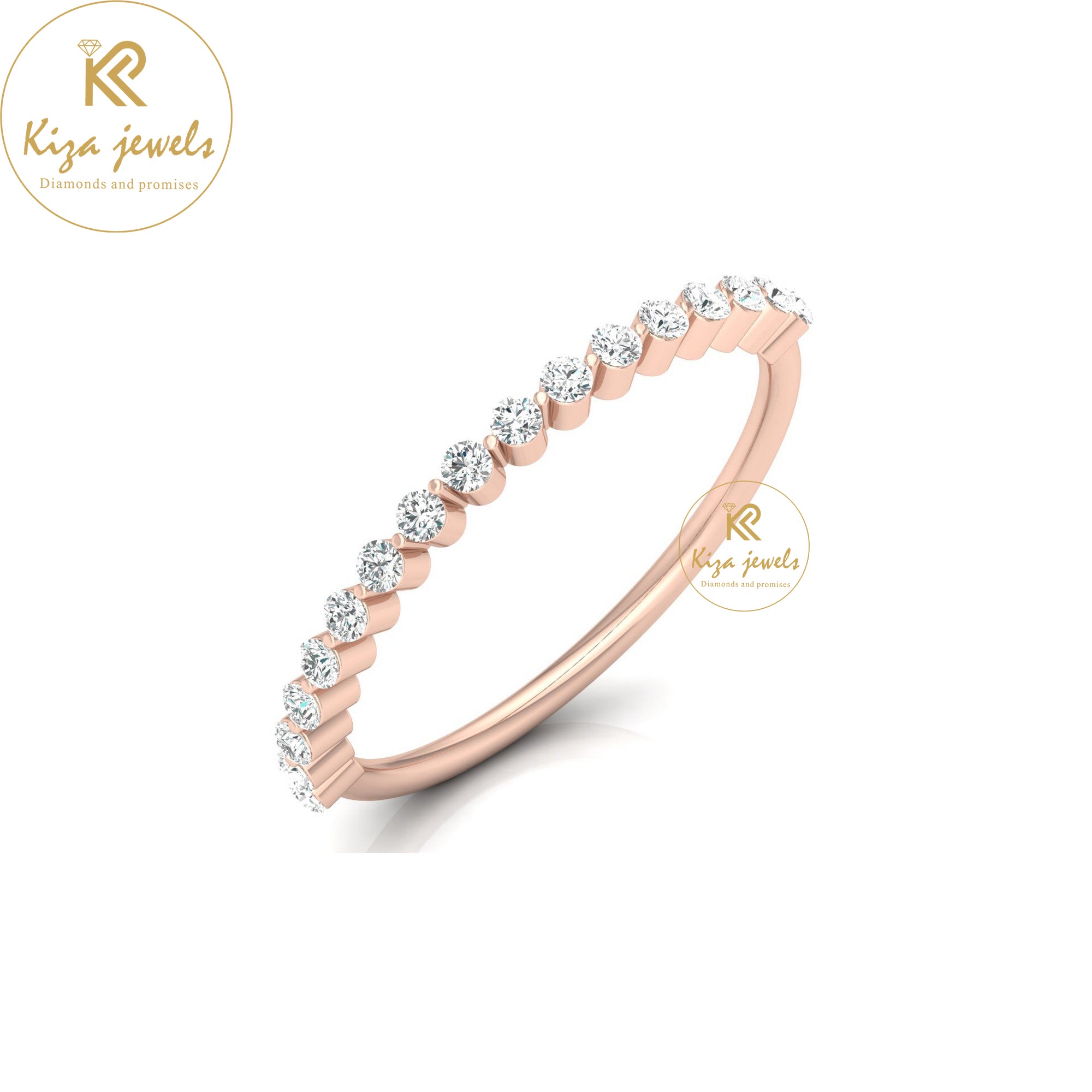 0.26 TDW Round Cut Women's Minimalist Diamond Ring