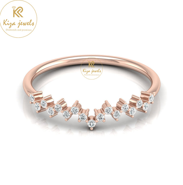 0.11 TDW Round Cut Women's Diamond Minimalist Ring