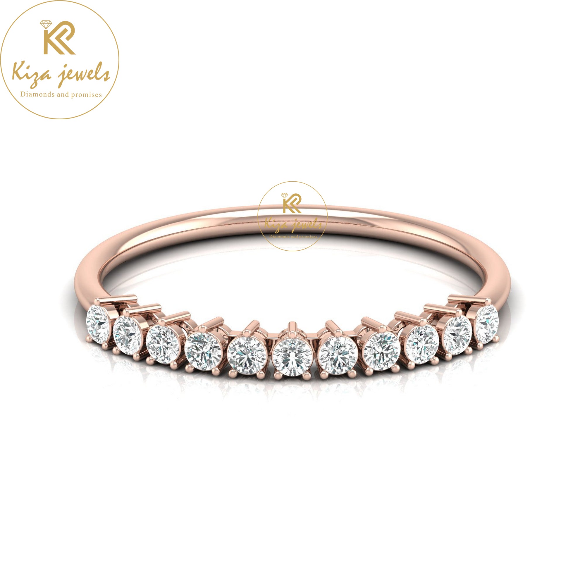 0.24 TDW Round cut Women's Minimalist Diamond Ring