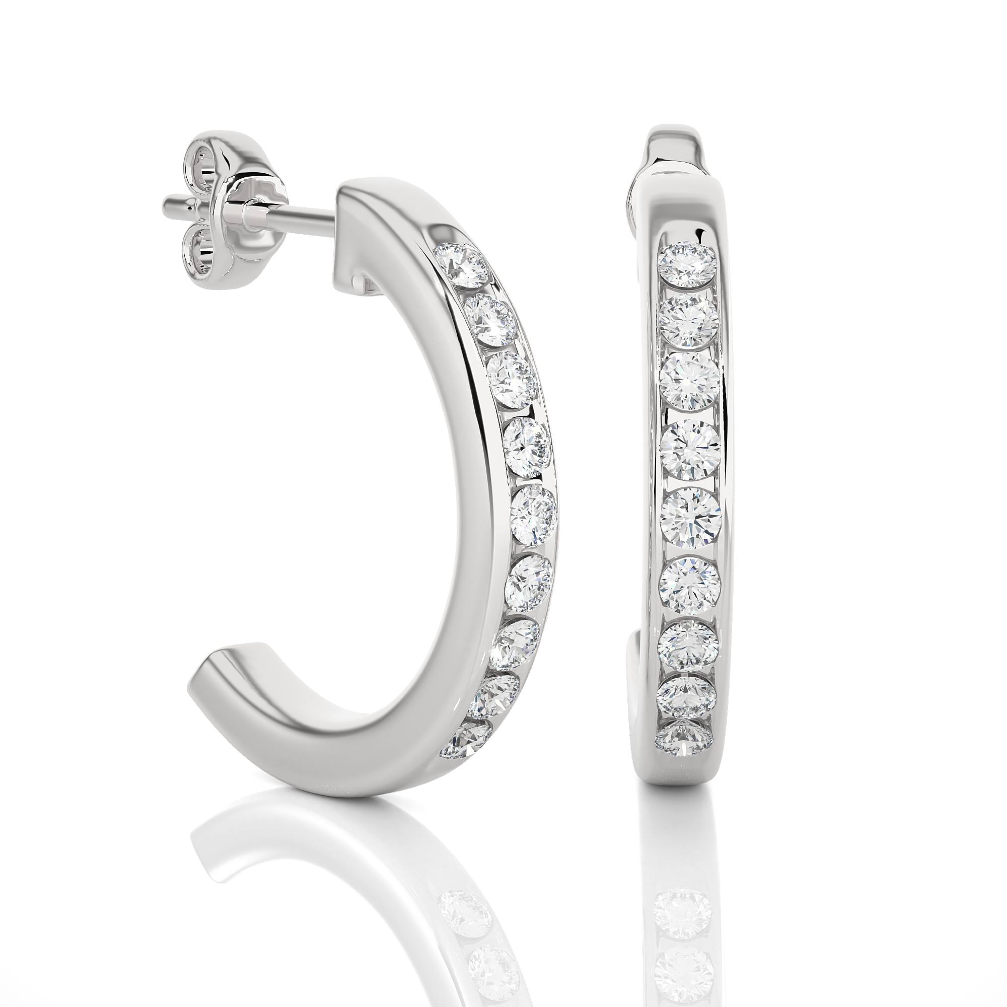 0.46 TDW Round Cut Women's Diamond Hoop Earring