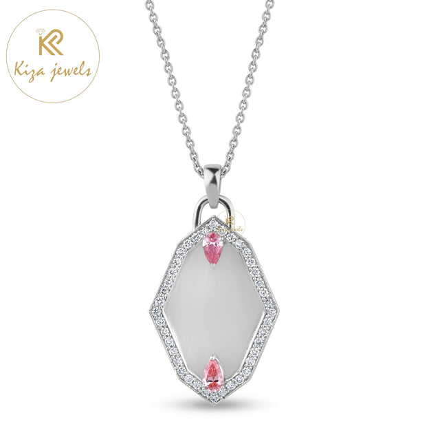 0.57 TDW F.P. Pear & Round Cut Diamond Custom Pendant With  Chain