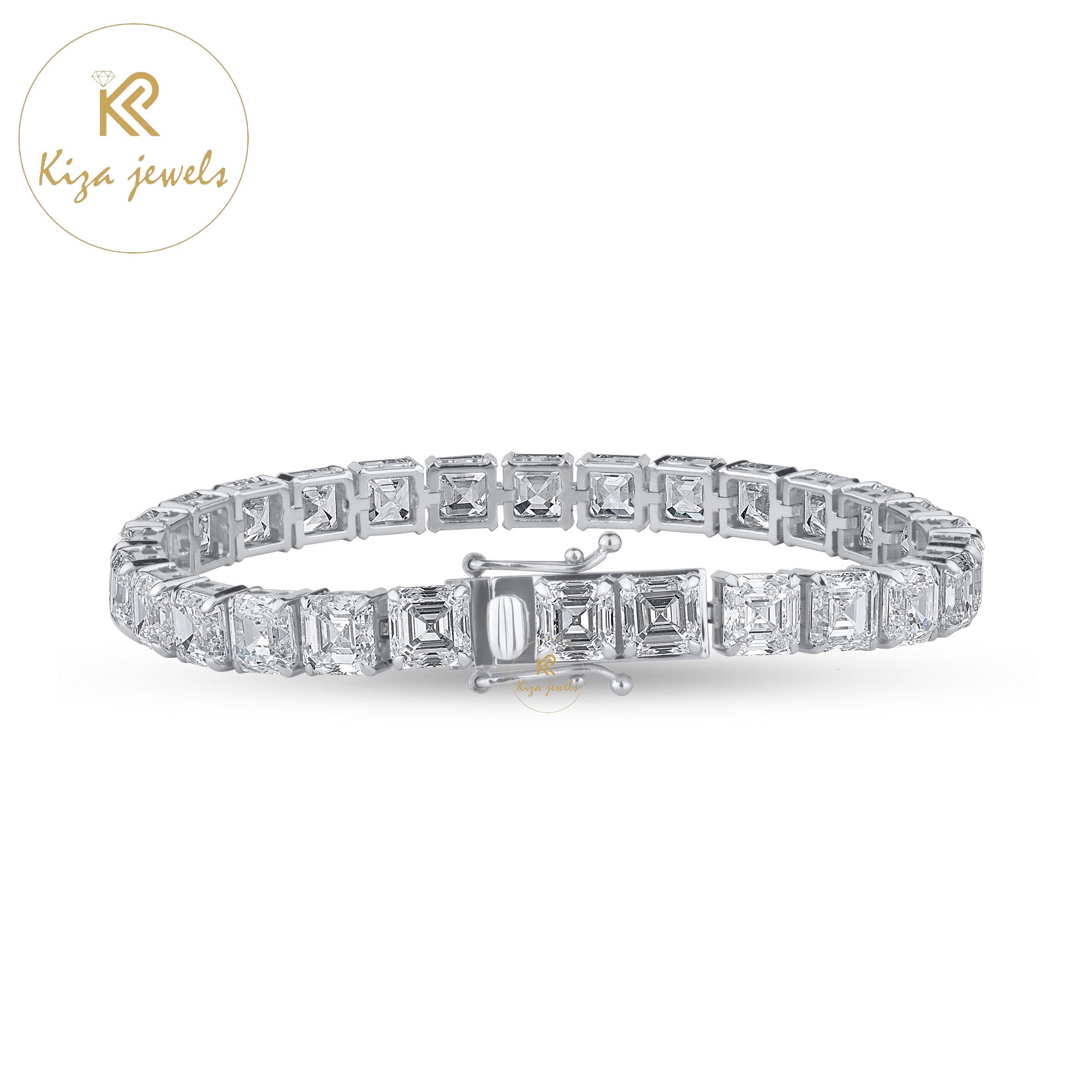 29.01 TDW Asscher Cut Diamond Tennis Bracelet