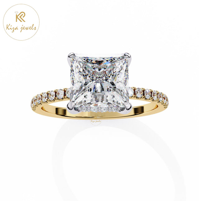 2.54 TDW Round & Princess Cut Women's Diamond Minimalist Ring