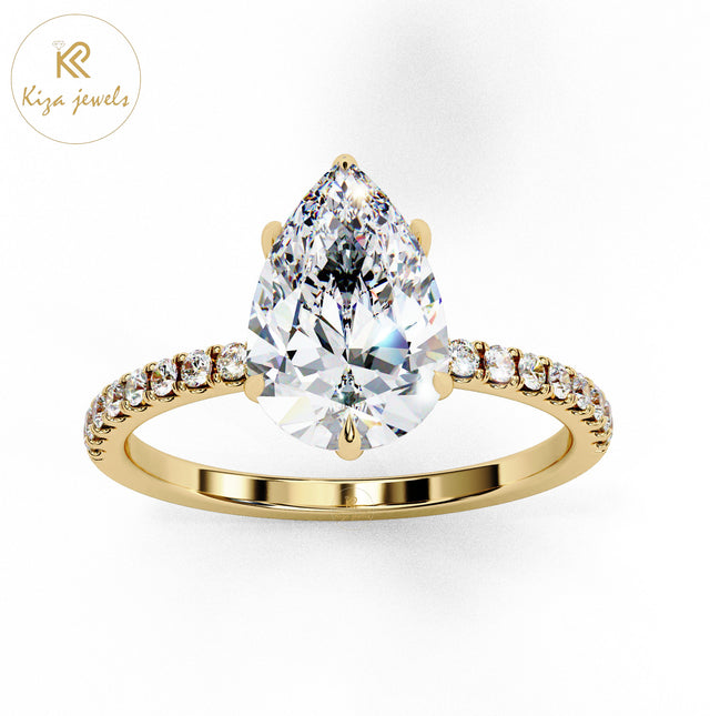 2.08 TDW Round & Pear Cut Women's Diamond Halo Ring