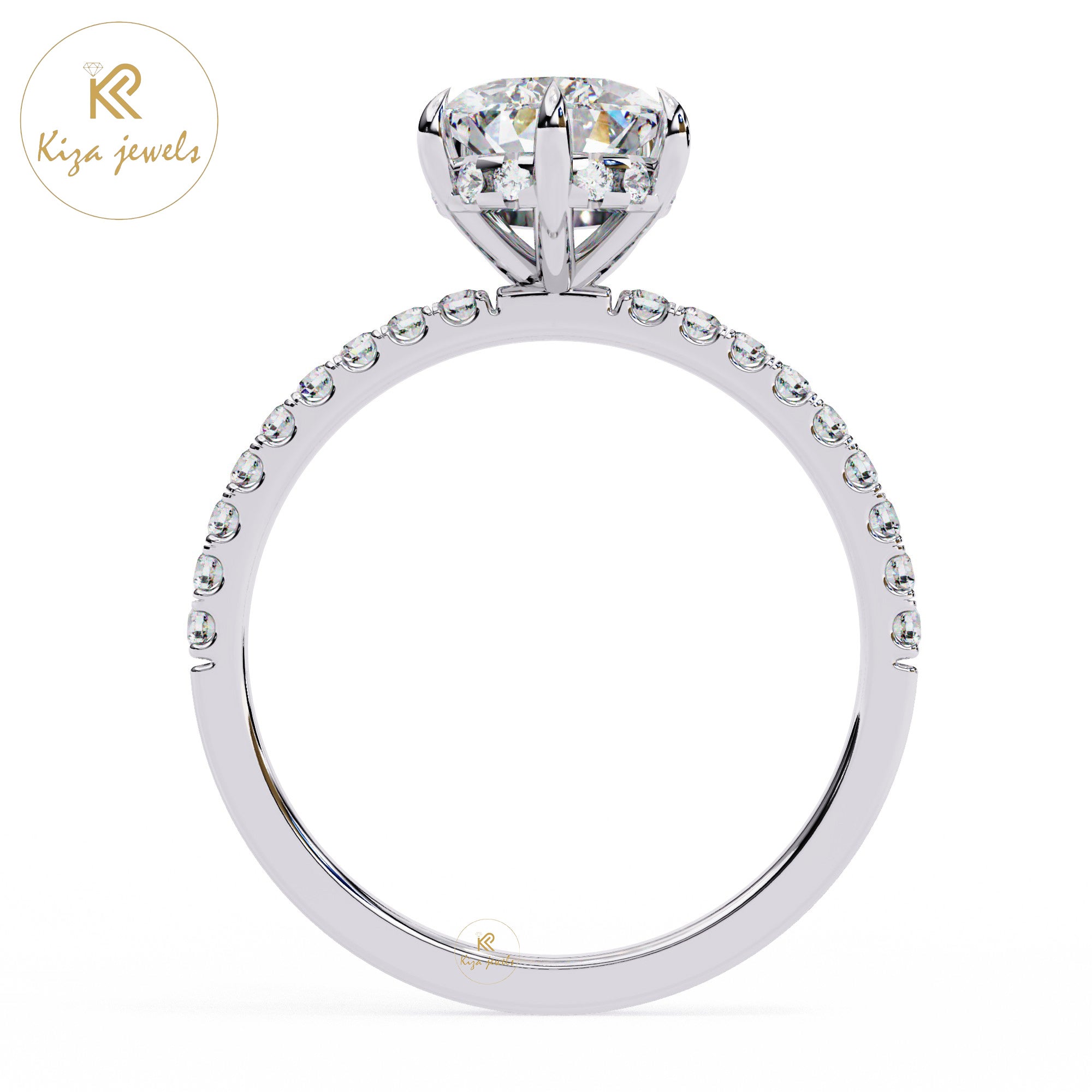 2.08 TDW Round & Pear Cut Women's Diamond Halo Ring