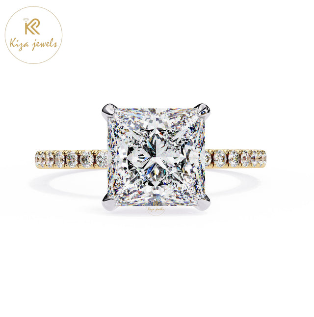 2.54 TDW Round & Princess Cut Women's Diamond Minimalist Ring