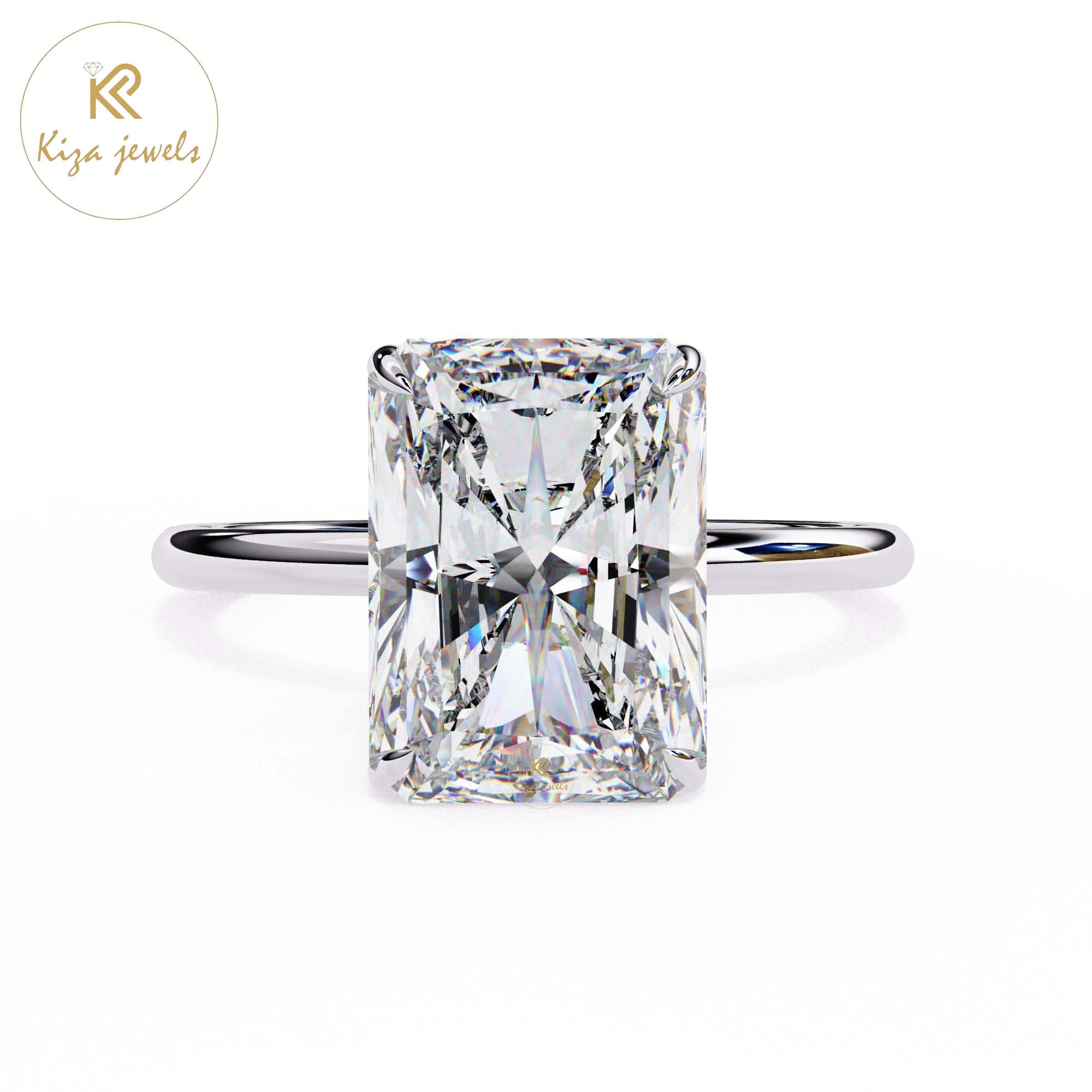 3.03 TDW Radiant Cut Women's Diamond Solitaire Ring