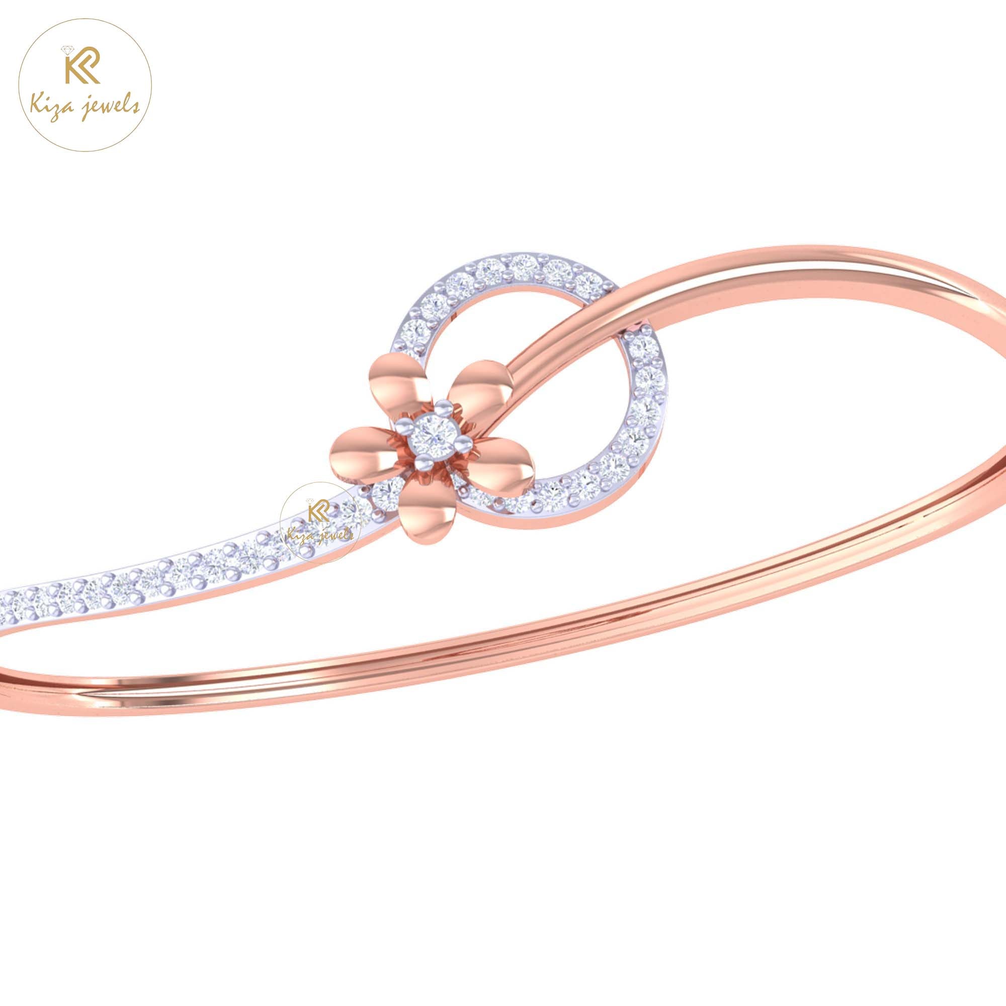 0.62 TDW Round Cut Diamond women's Bangle Bracelet