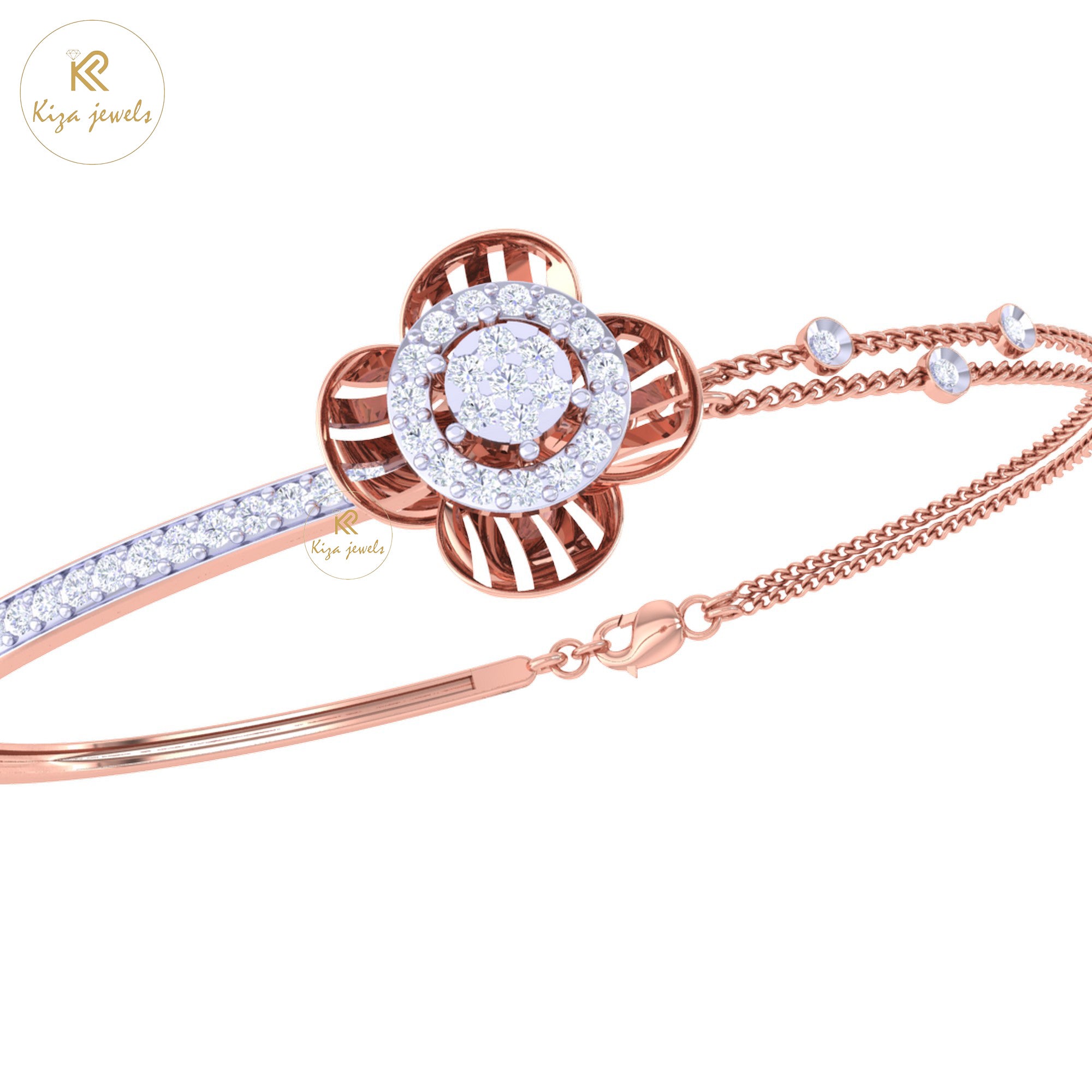 0.66 TDW Round Cut Diamond women's Bangle Bracelet