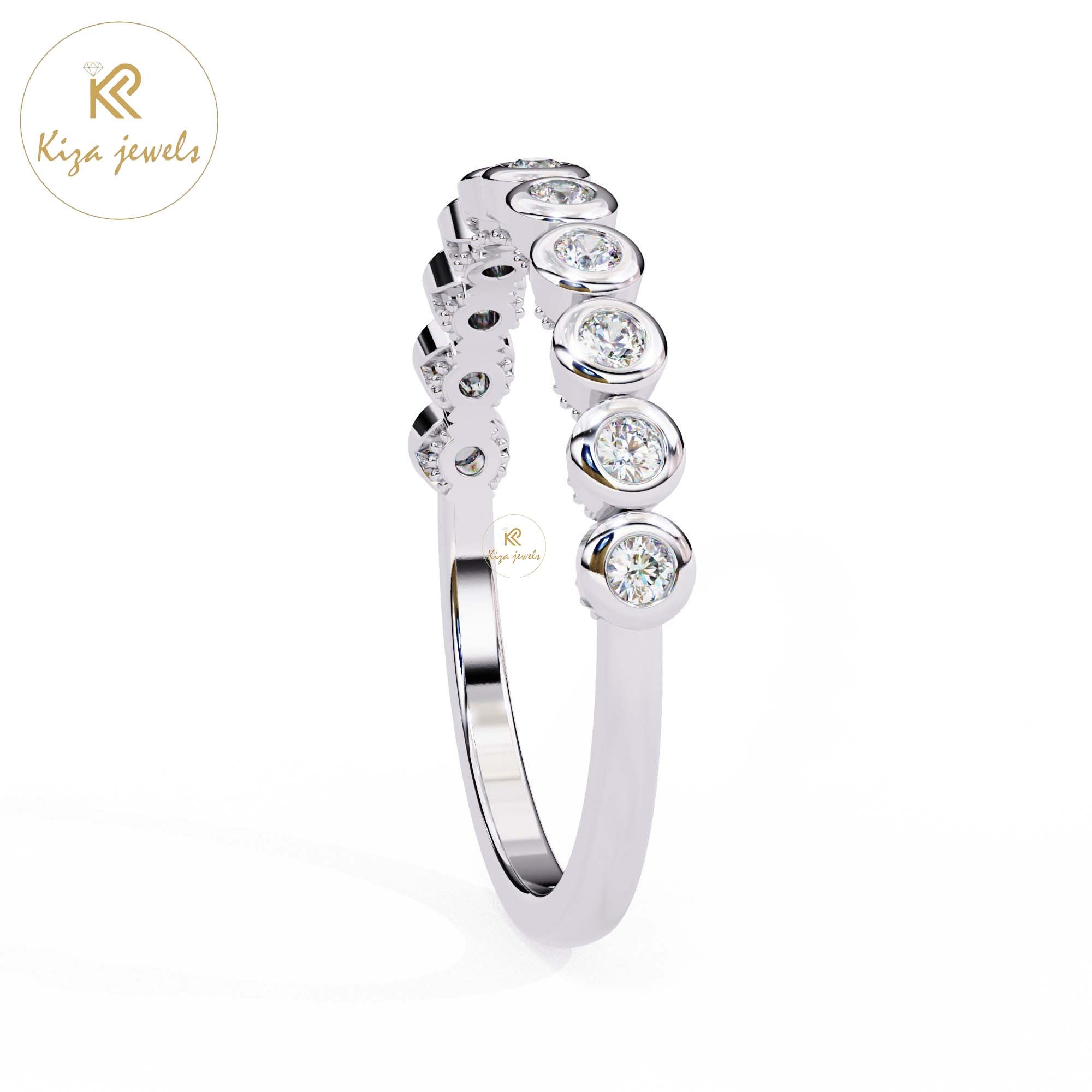 0.17 TDW Round Cut Women's Diamond Minimalist Ring