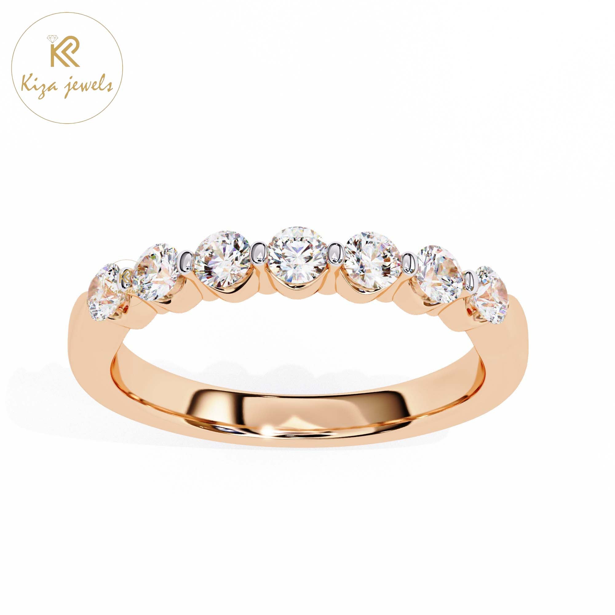 0.52 TDW Women's Round Cut Diamond Minimalist Ring