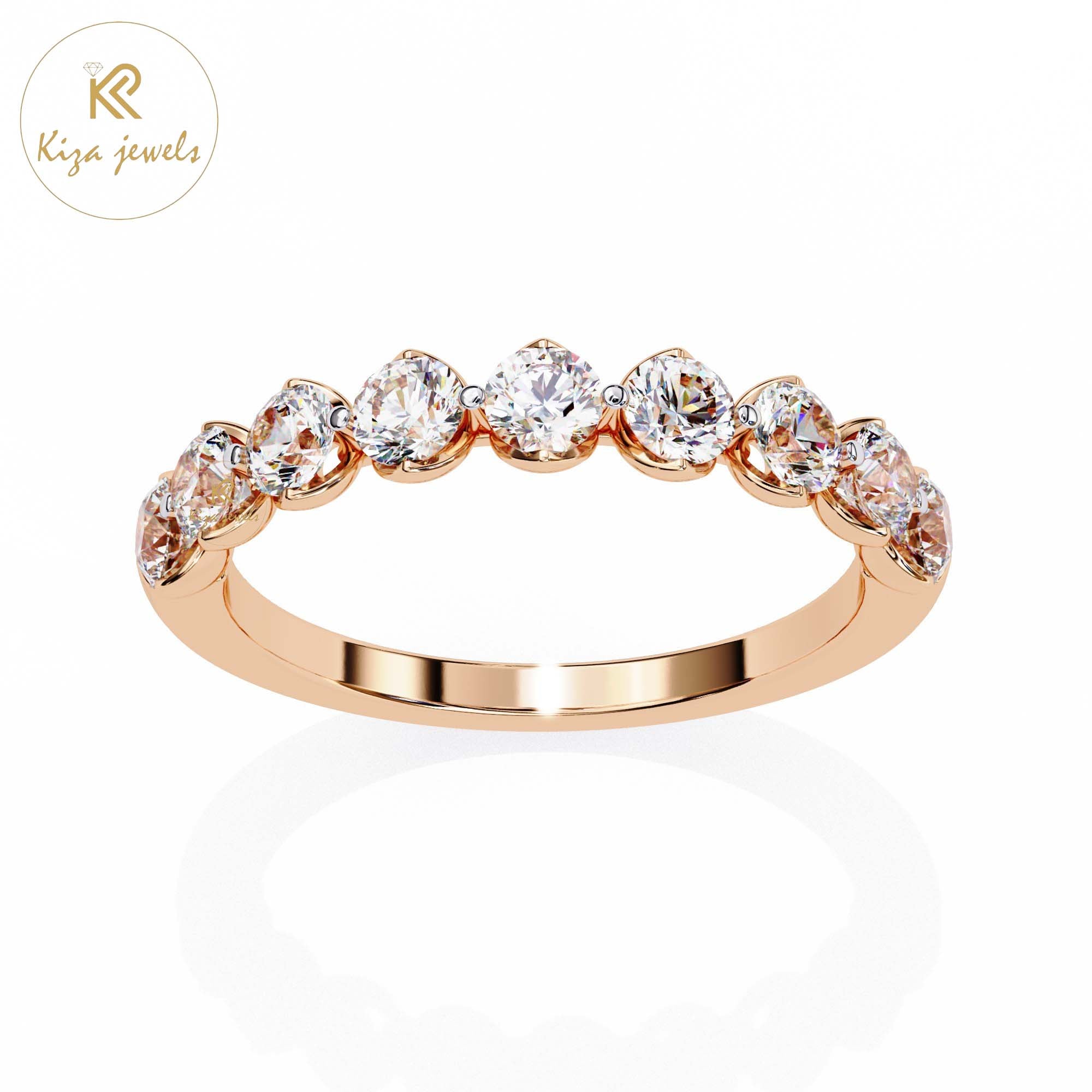 0.97 TDW Women's Round Cut Minimalist Diamond Ring