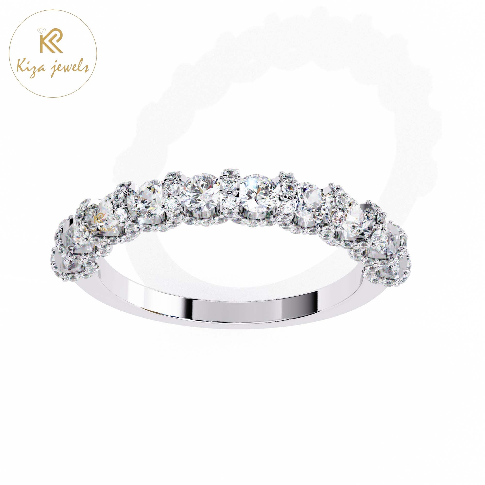 0.93 TDW Women's Round Cut Minimalist Diamond Ring