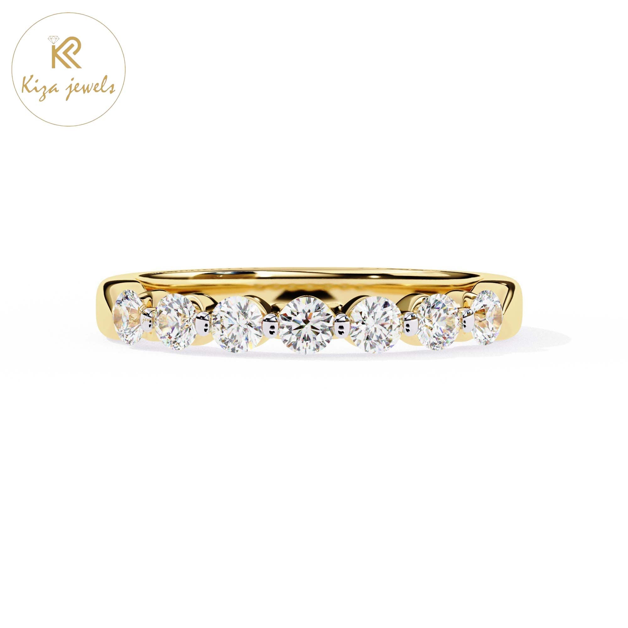 0.52 TDW Women's Round Cut Diamond Minimalist Ring