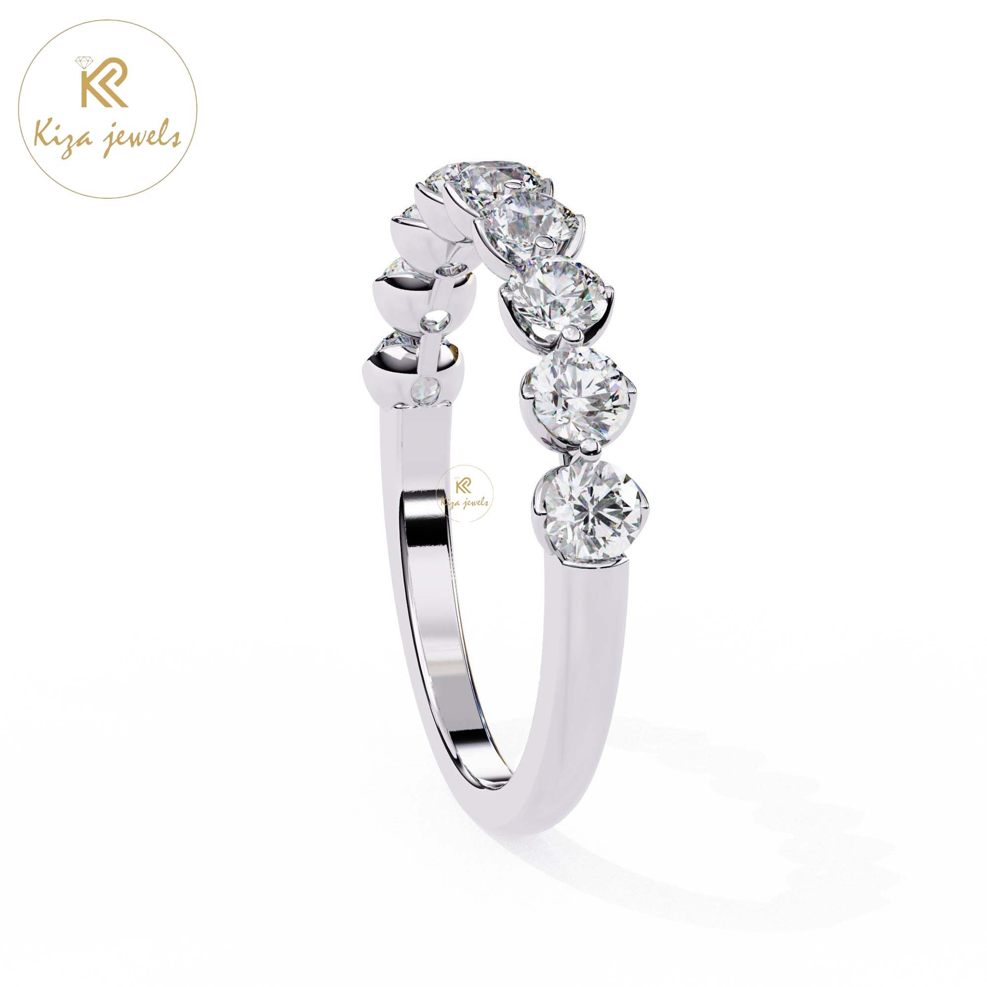 0.97 TDW Women's Round Cut Minimalist Diamond Ring