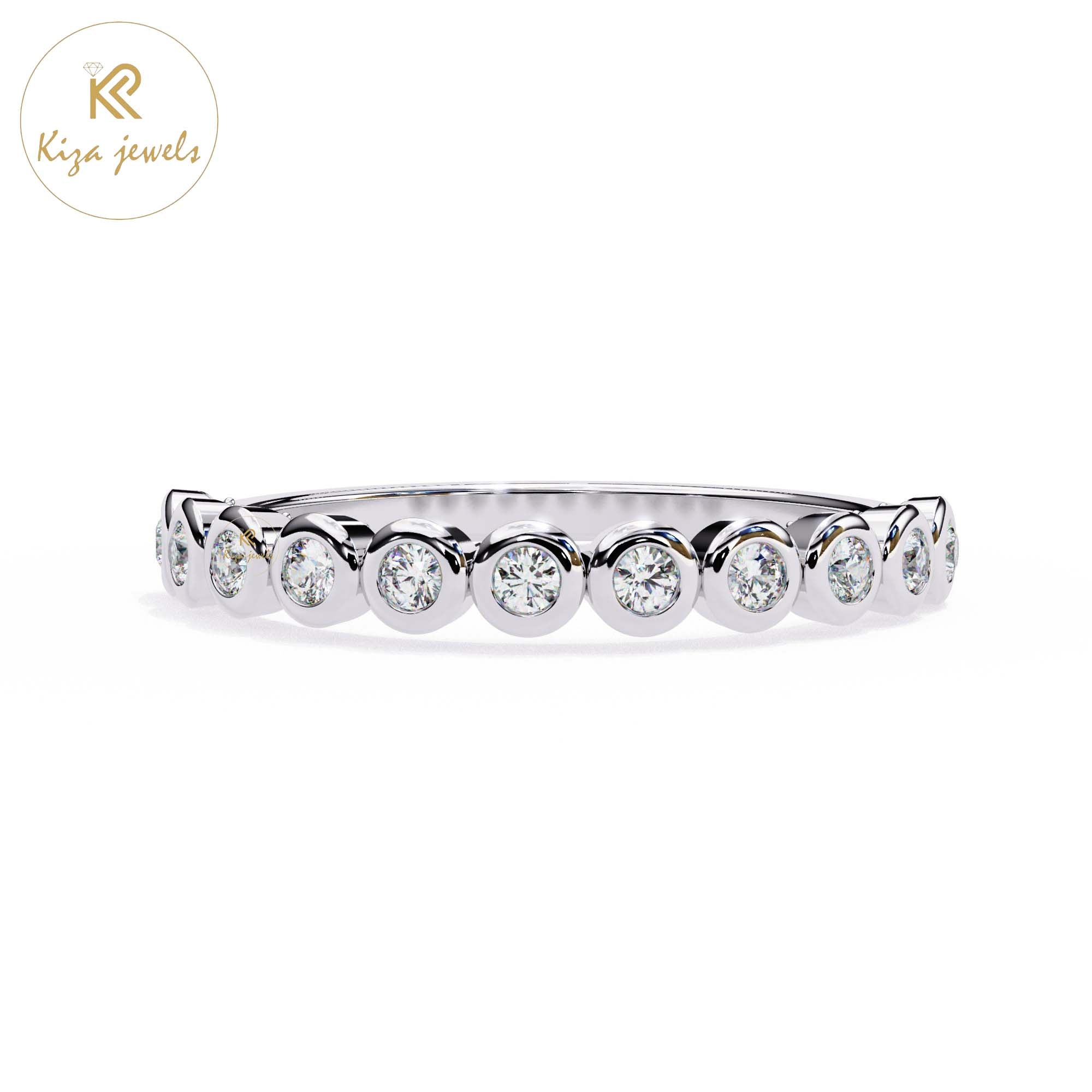 0.17 TDW Round Cut Women's Diamond Minimalist Ring