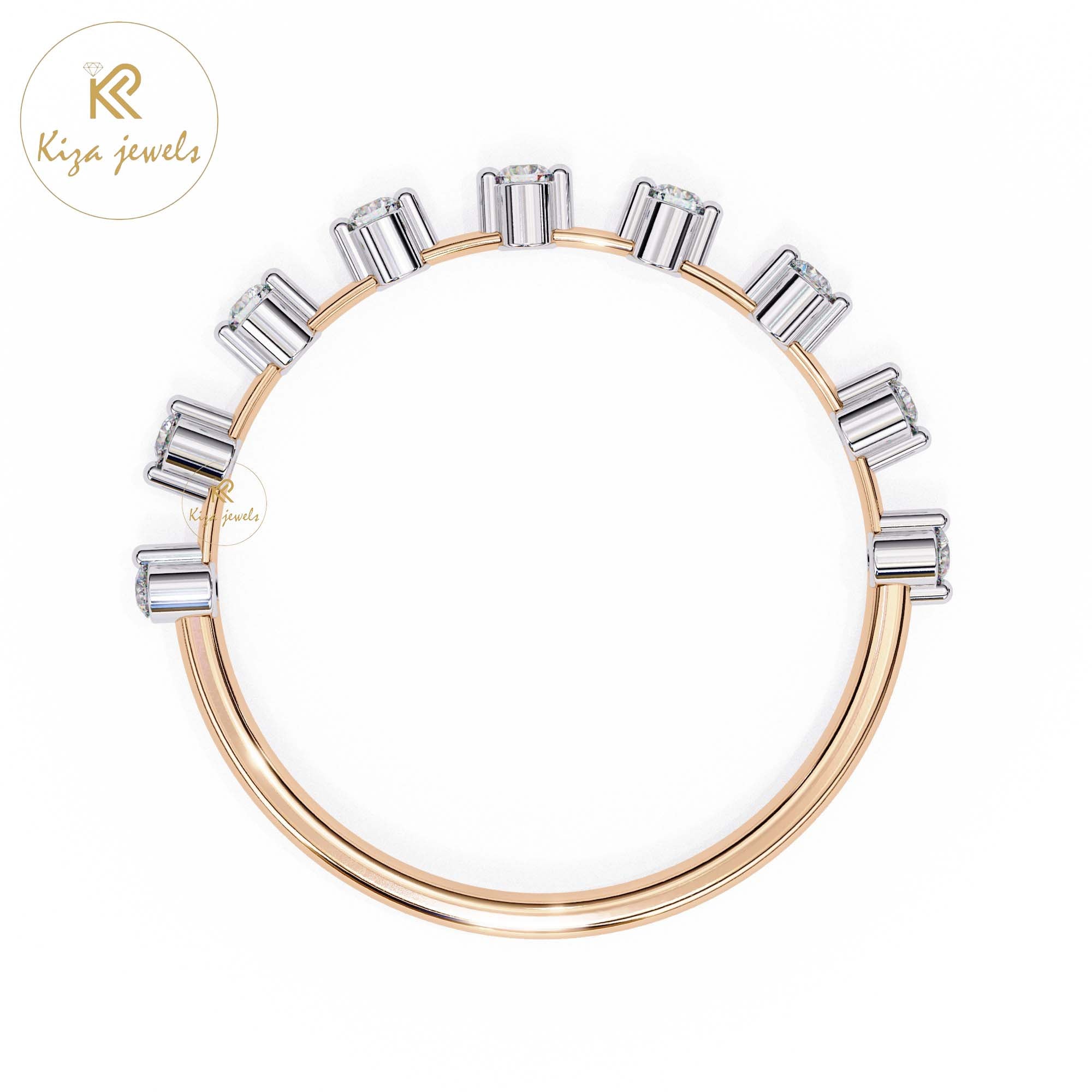 0.21 TDW Round Cut Women's Diamond Minimalist Ring