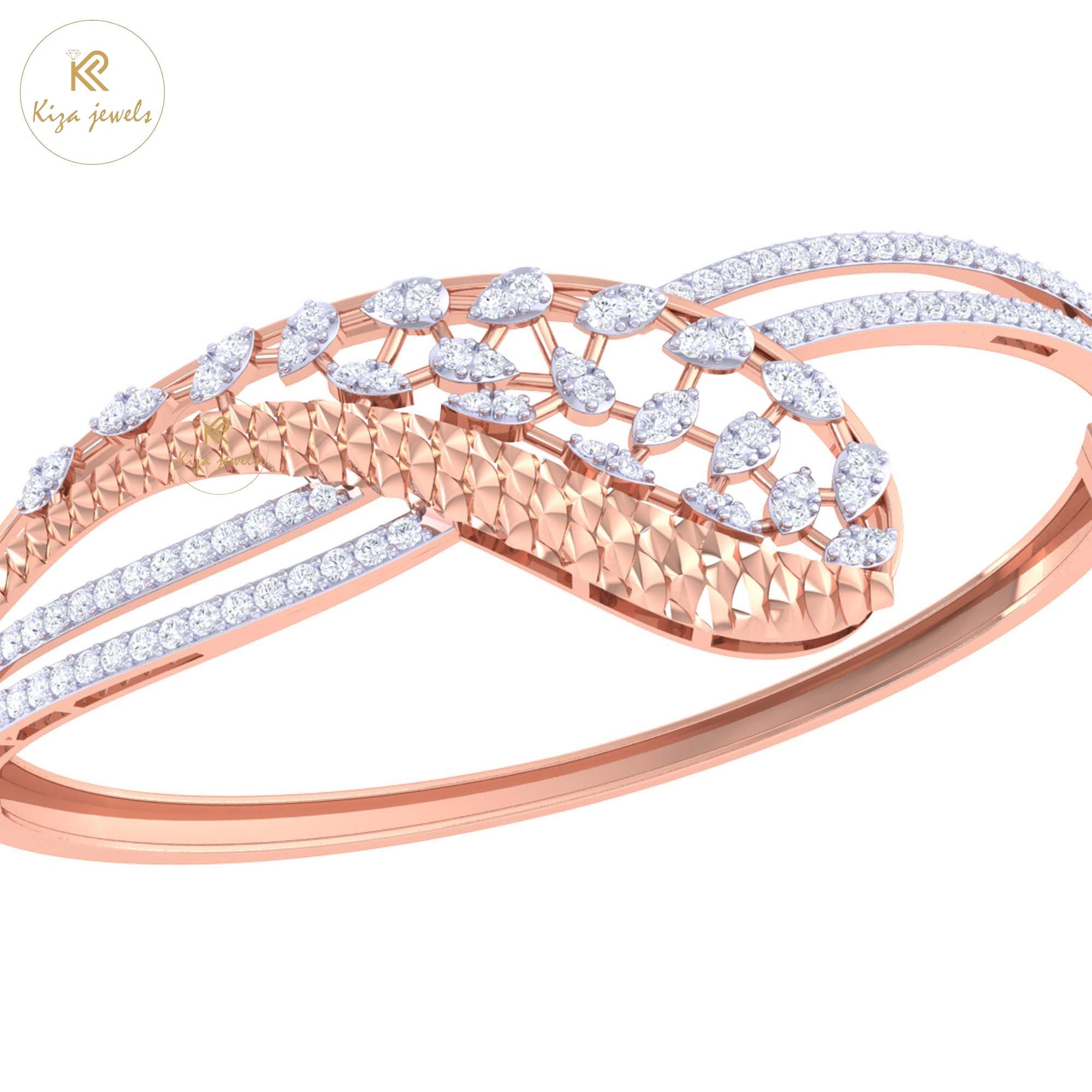 1.23 TDW Round Cut Diamond women's Bangle Bracelet