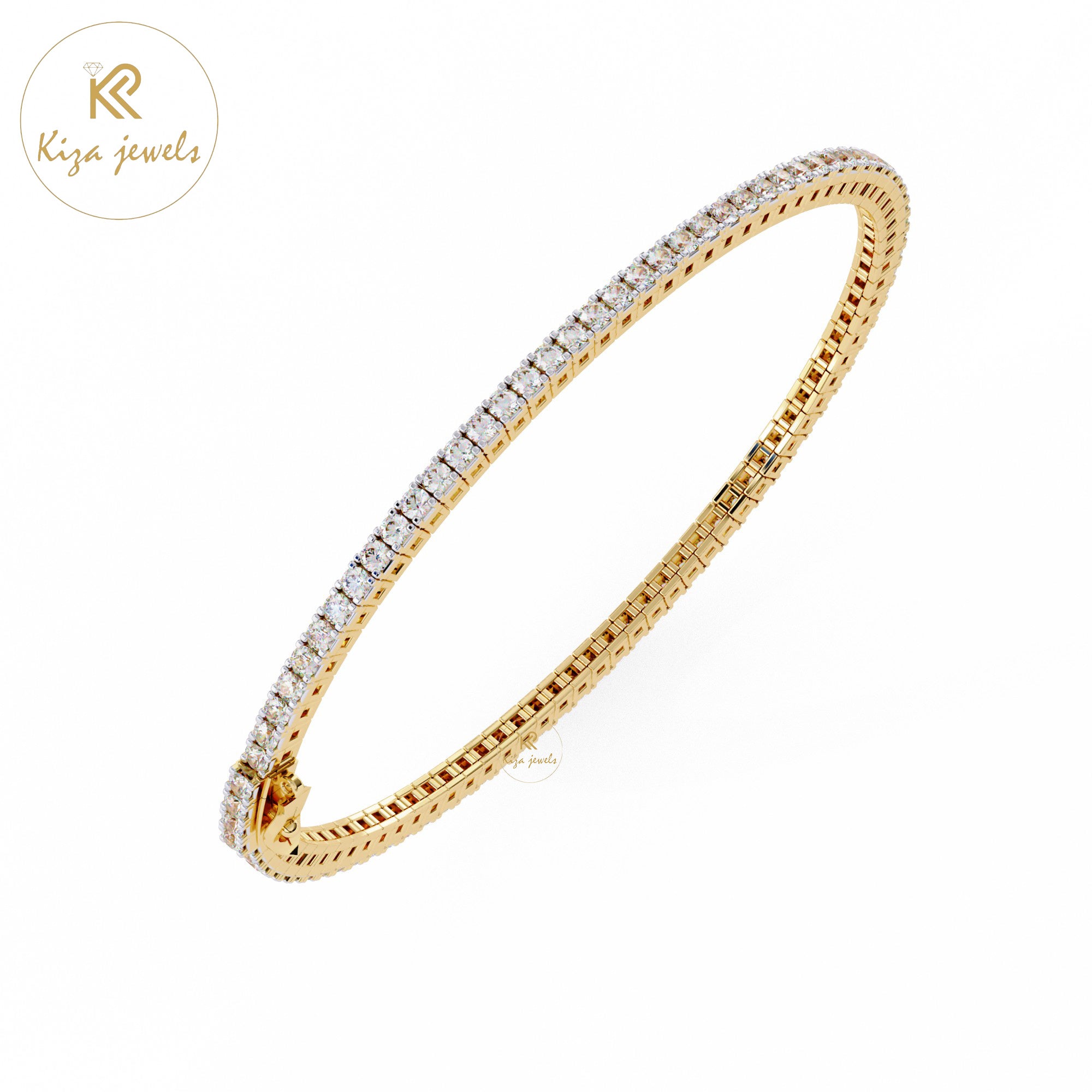 1.92 TDW Round Cut Diamond Women's Bangle Bracelet