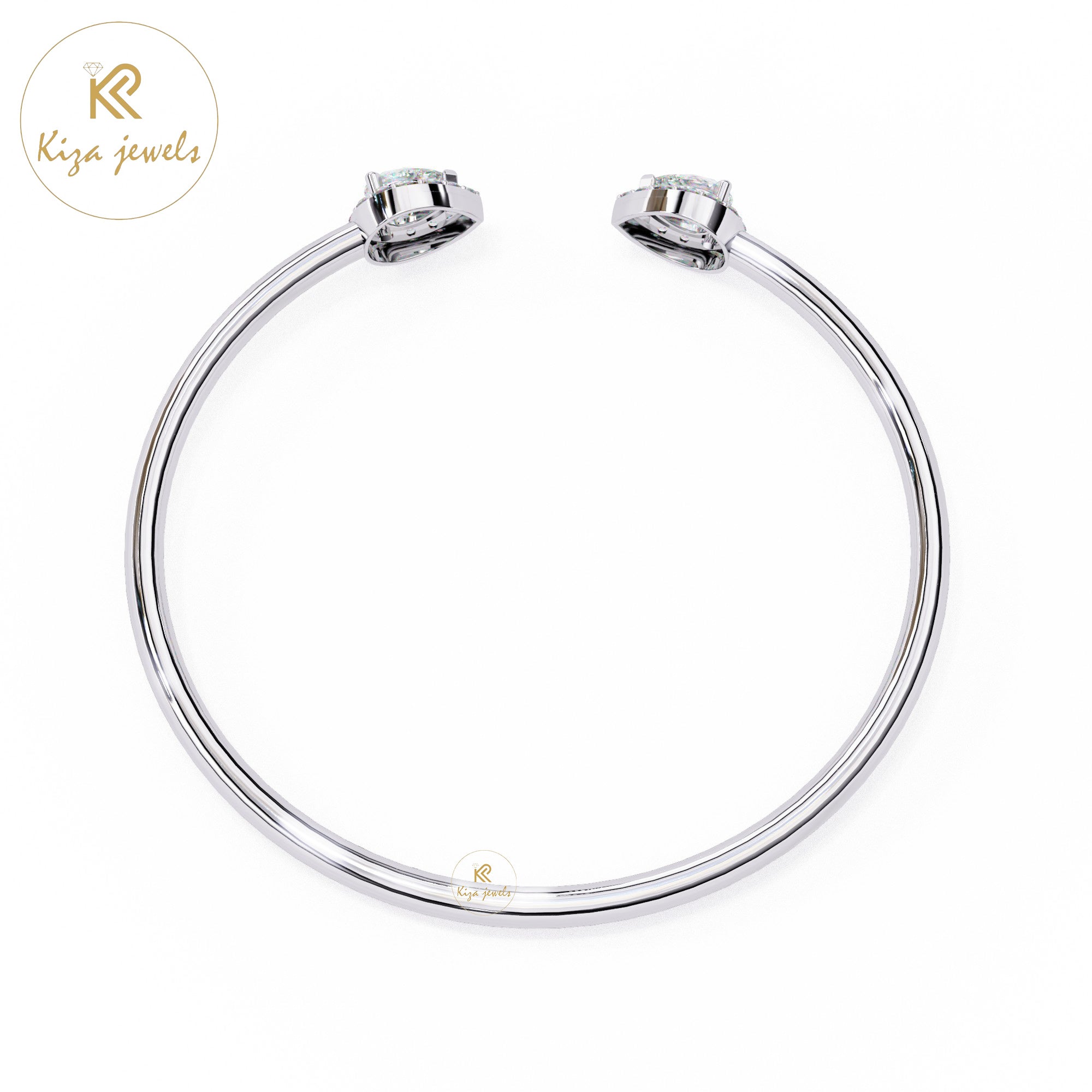 1.17 TDW Round & Pear Cut Diamond Women's Bangle Bracelet