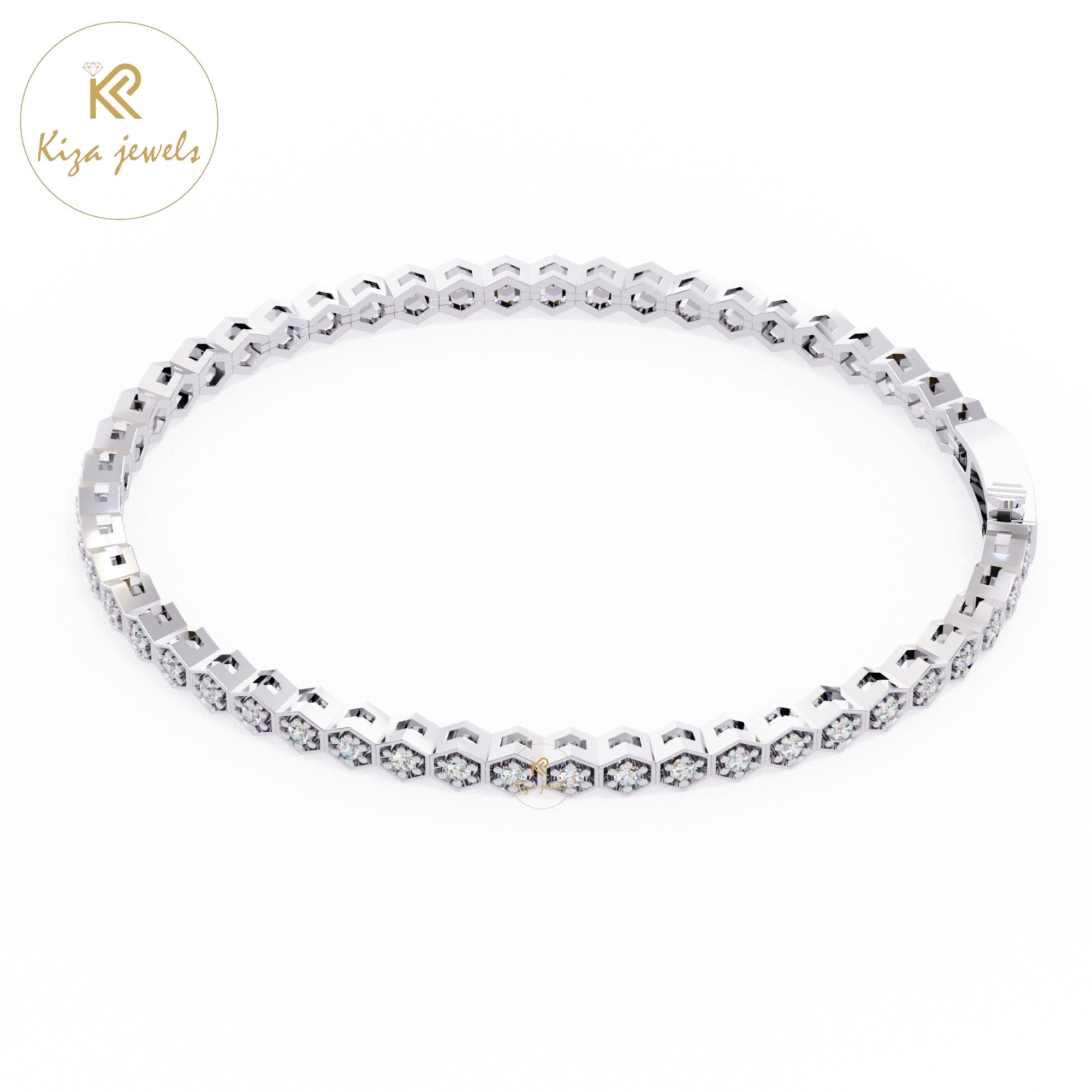 1.09 TDW Round Cut Diamond Women's Bangle Bracelet