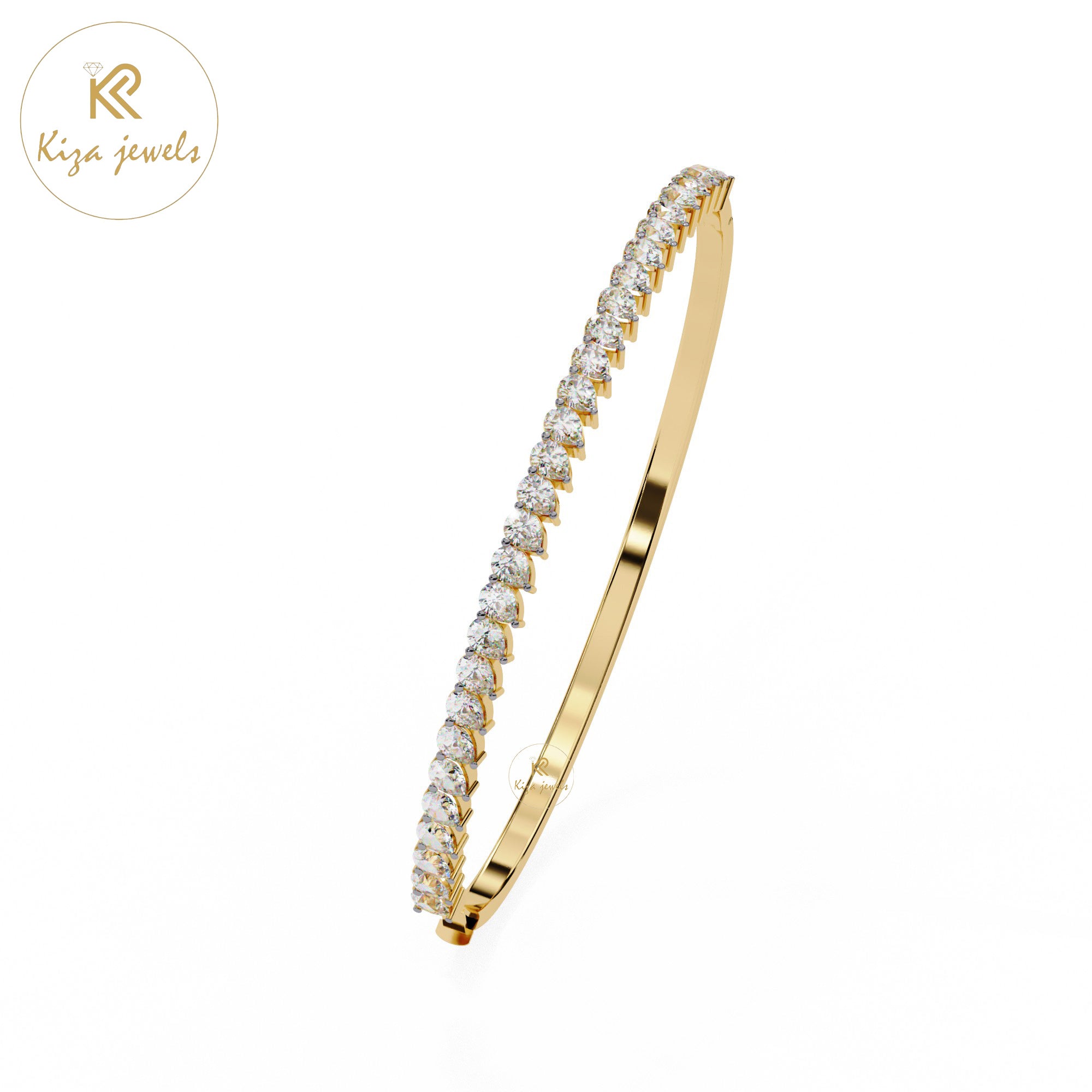 4.06 TDW Pear Cut Diamond Women's Bangle Bracelet