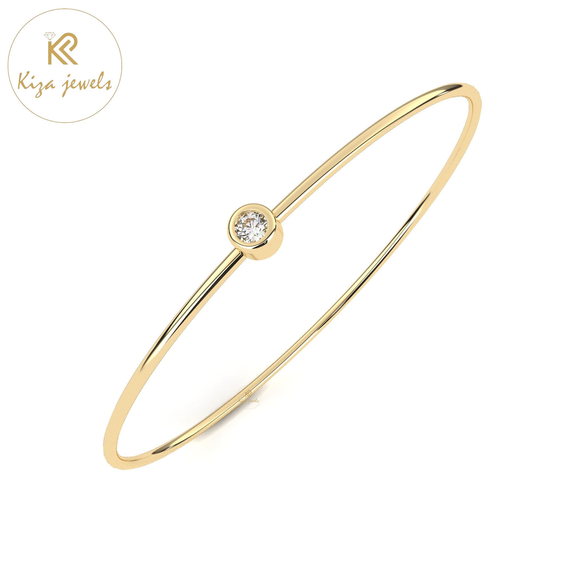 0.09 TDW Round Cut Diamond Women's Bangle Bracelet