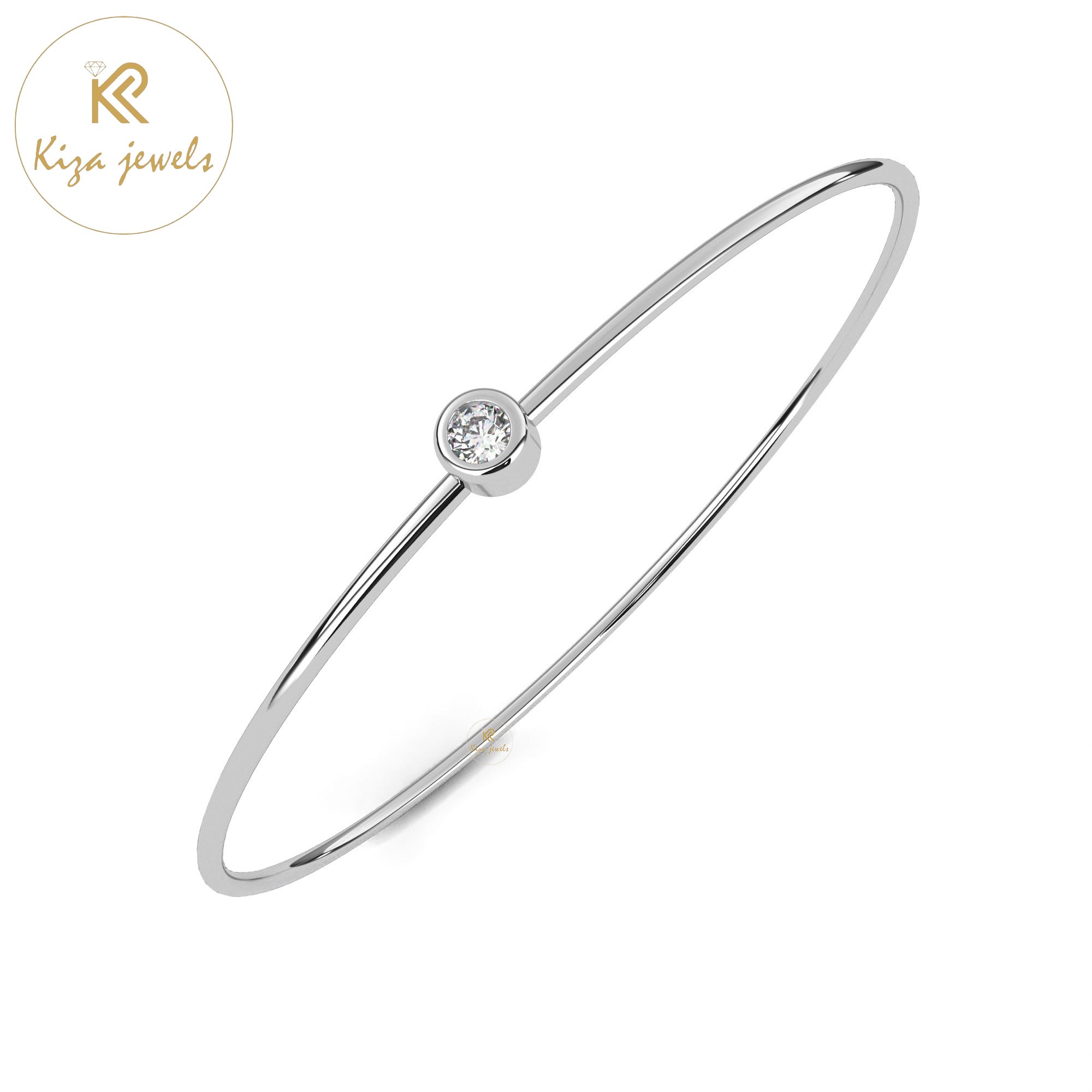 0.09 TDW Round Cut Diamond Women's Bangle Bracelet