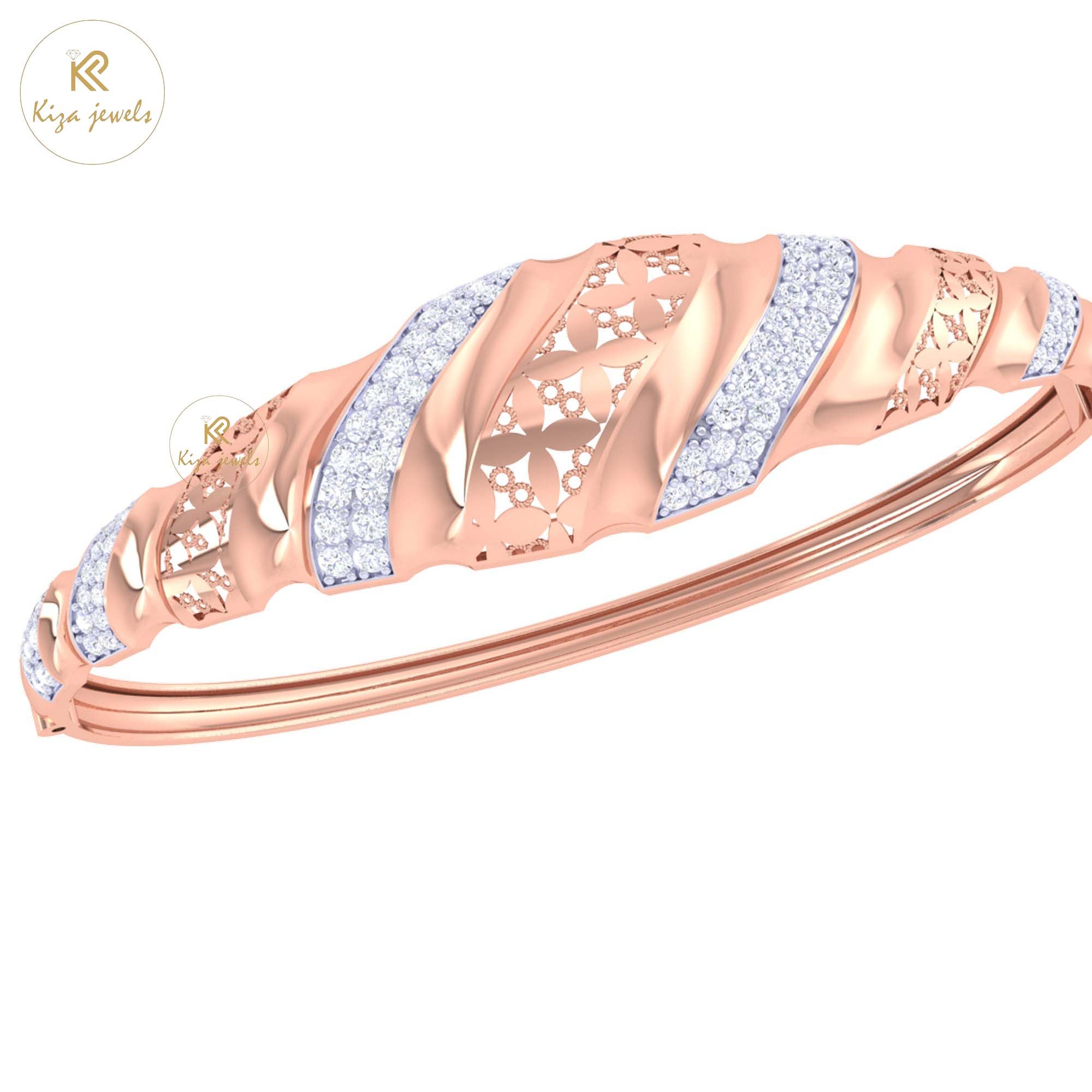 0.90 TDW Round Cut Diamond women's Bangle Bracelet