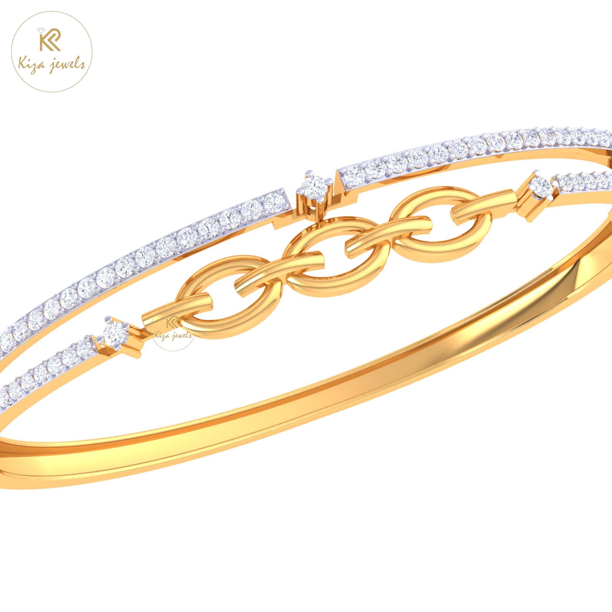 0.86 TDW Round Cut Diamond women's Bangle Bracelet