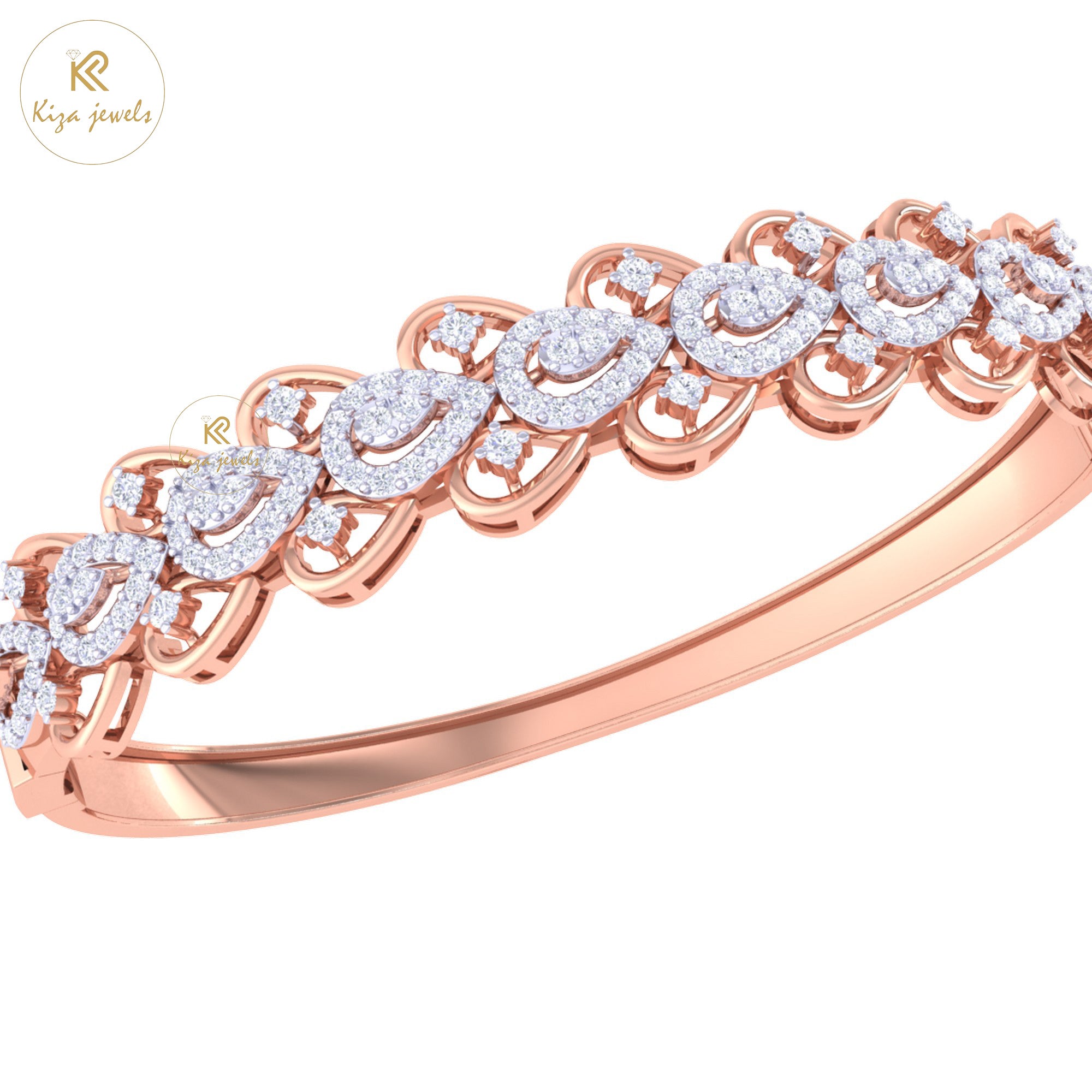 1.27 TDW Round Cut Diamond Bangle Bracelet