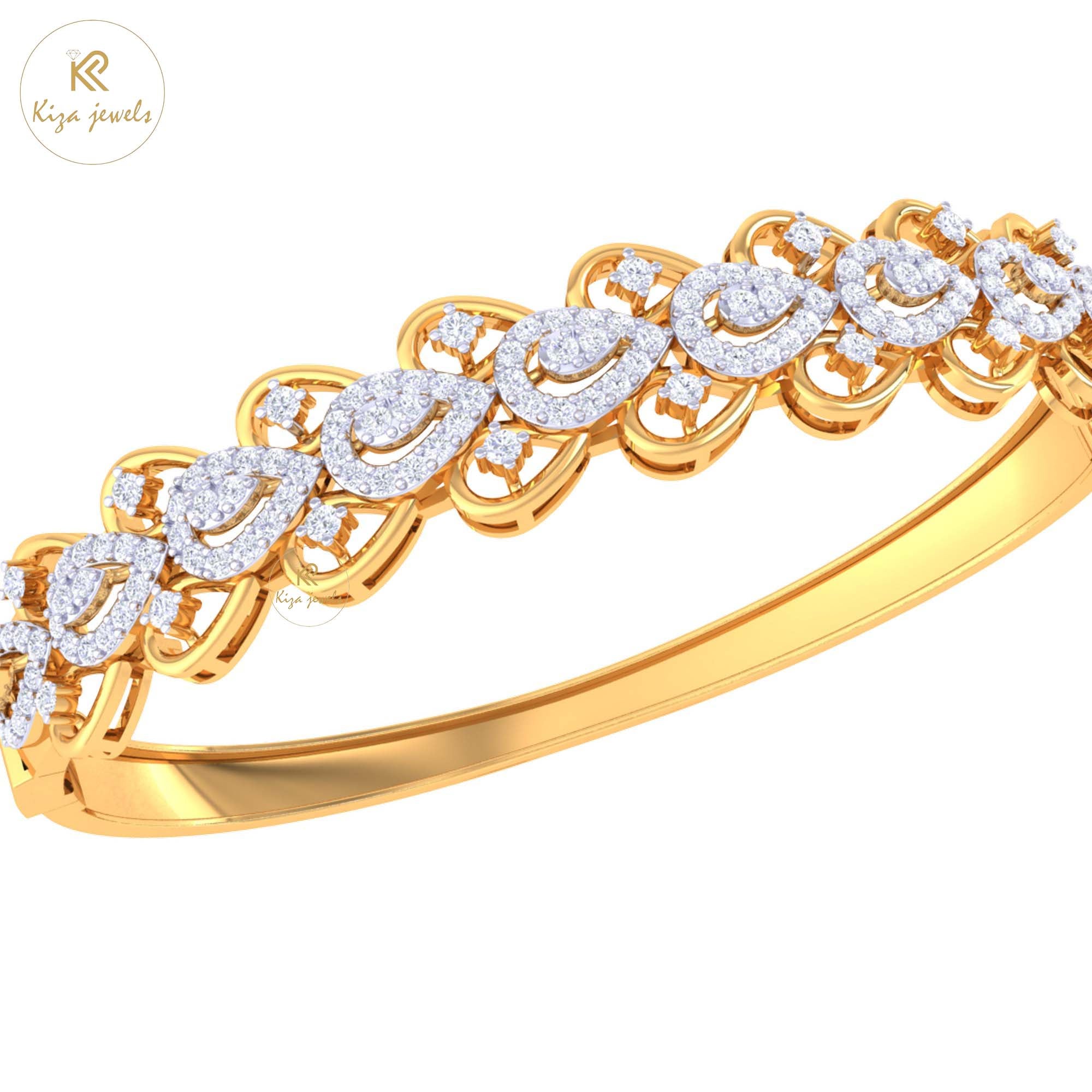 1.38 TDW Round Cut Diamond Women's Bangle Bracelet