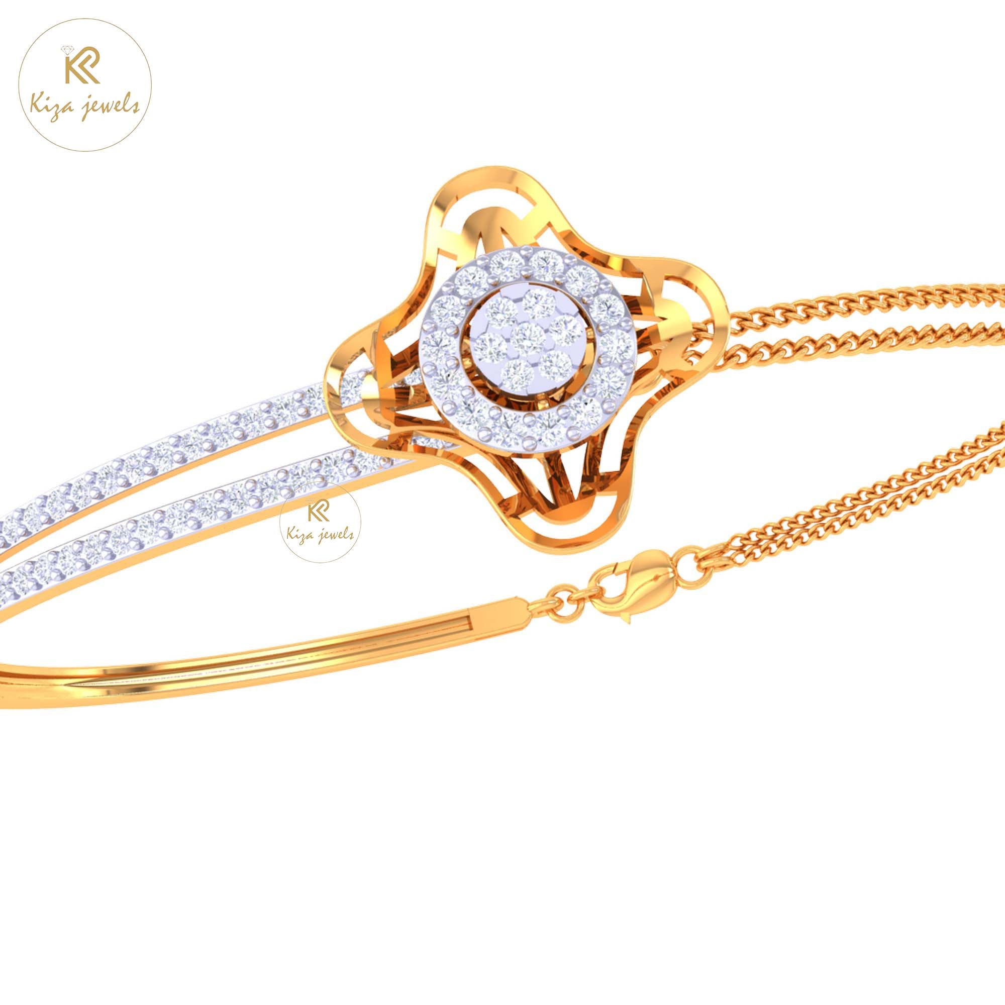 0.90 TDW Round Cut Diamond women's Bangle Bracelet