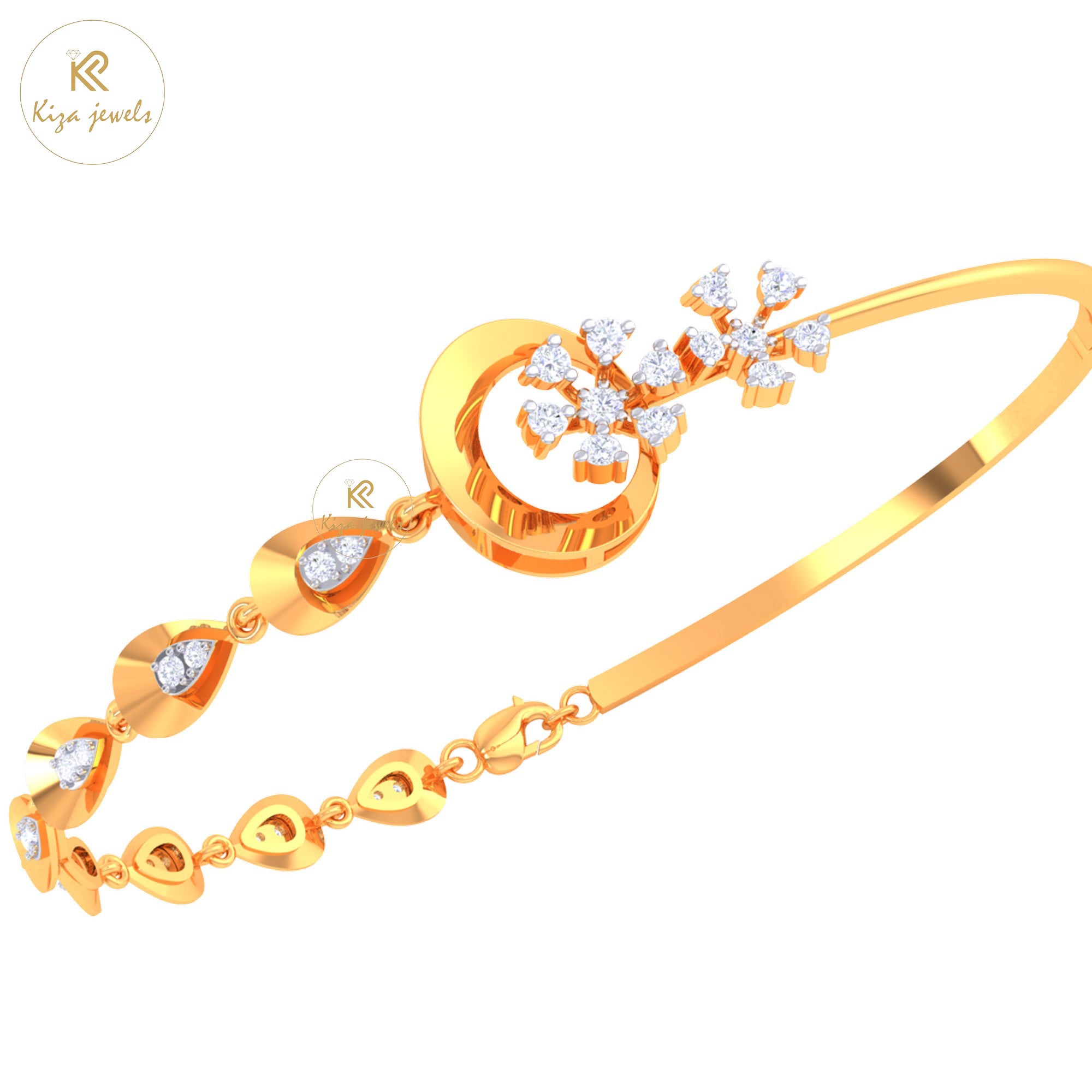 0.37 TDW Round Cut Diamond women's Bangle Bracelet