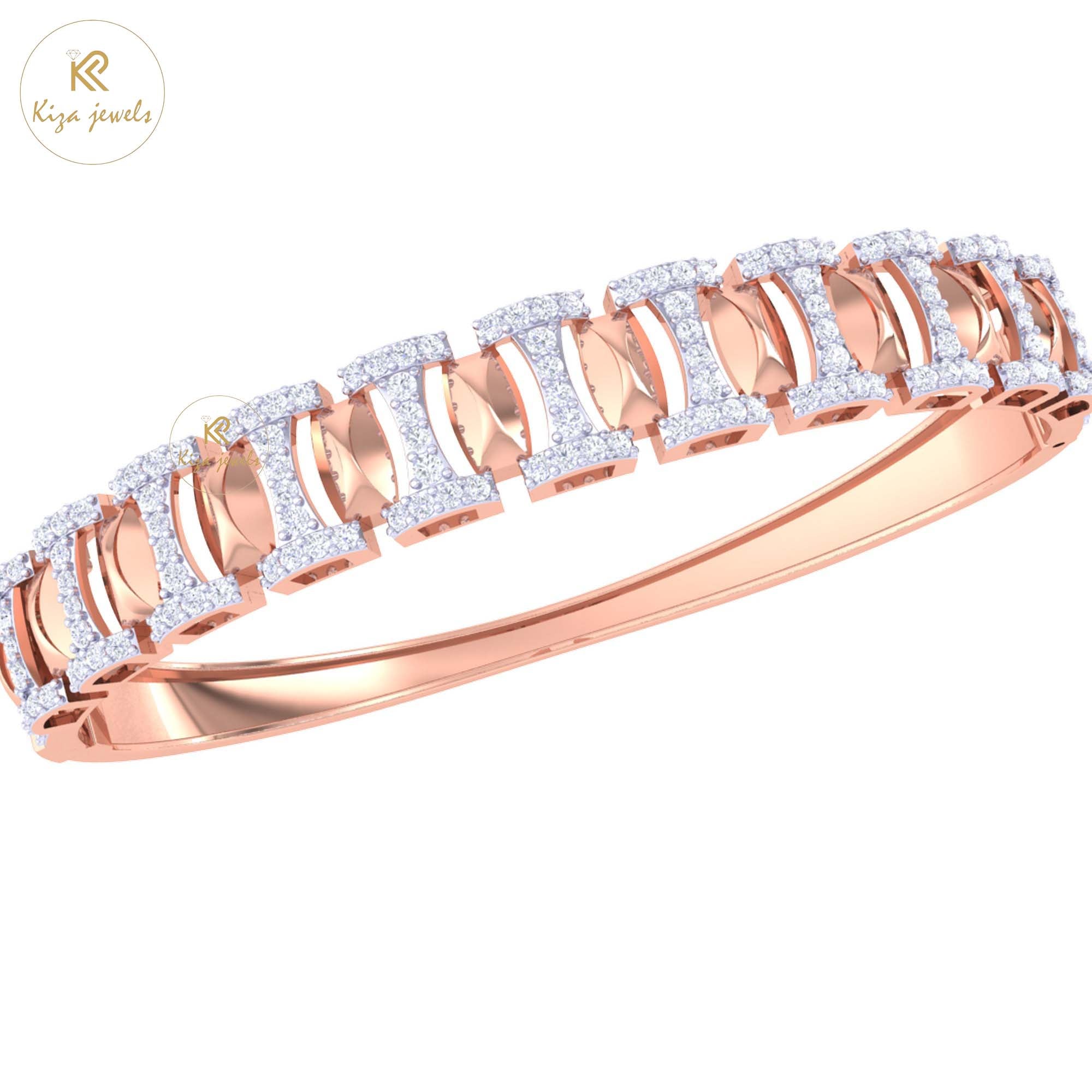 1.21 TDW Round Cut Diamond women's Bangle Bracelet