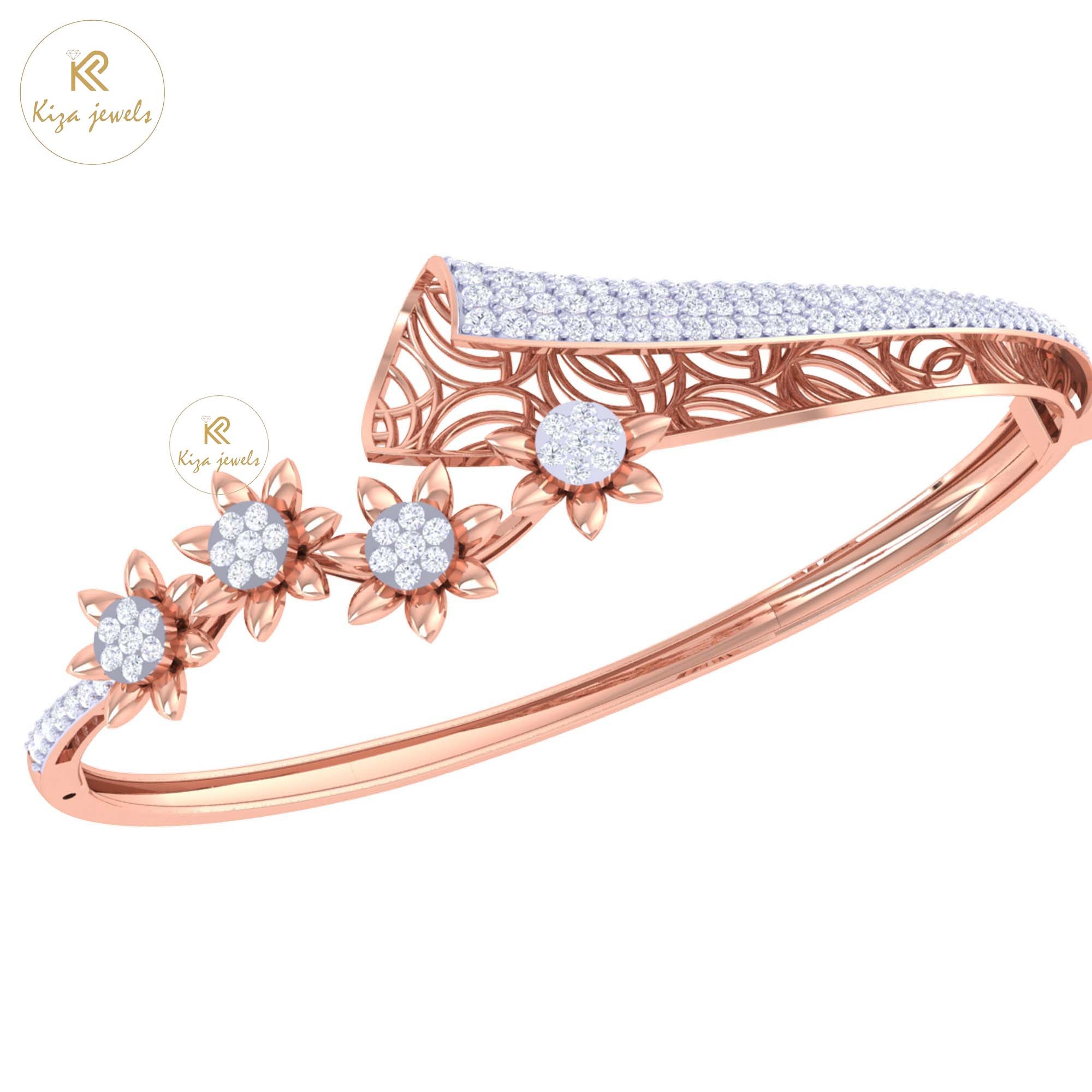 1.20 TDW Round Cut Diamond women's Bangle Bracelet
