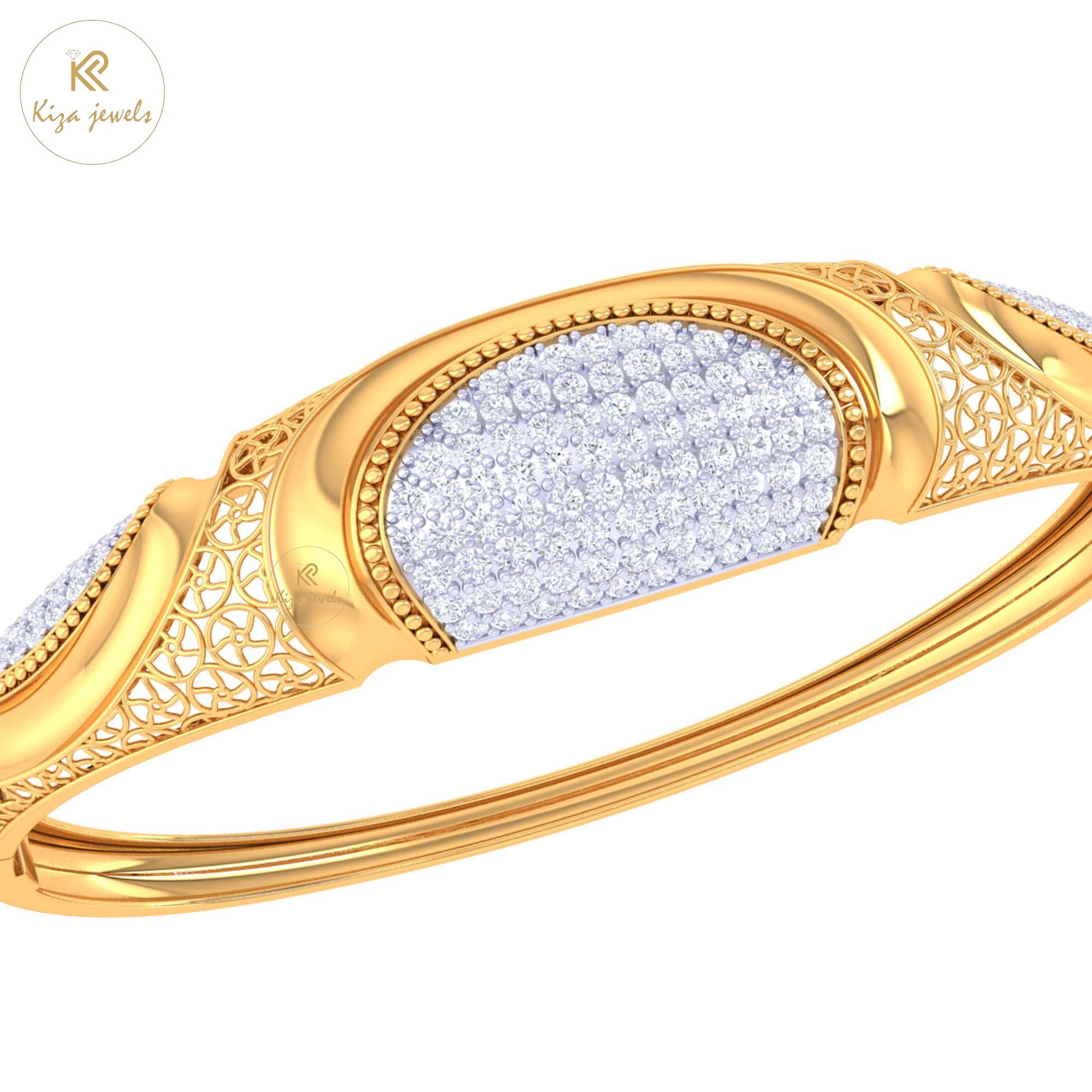 1.37 TDW Round Cut Diamond women's Bangle Bracelet