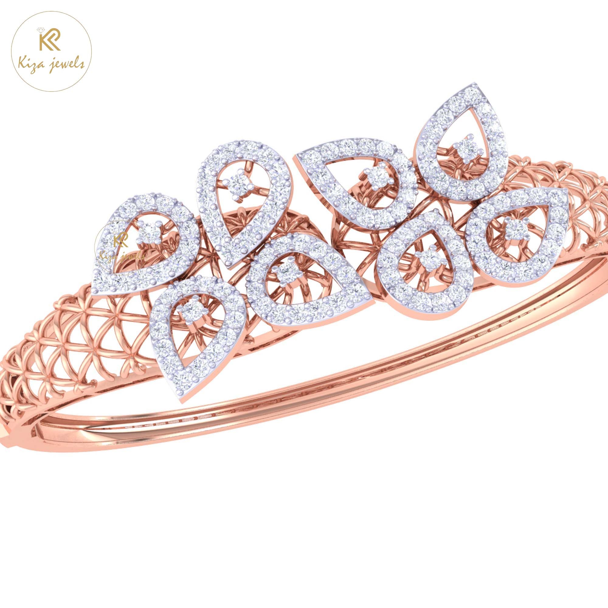 1.28 TDW Round Cut Diamond women's Bangle Bracelet