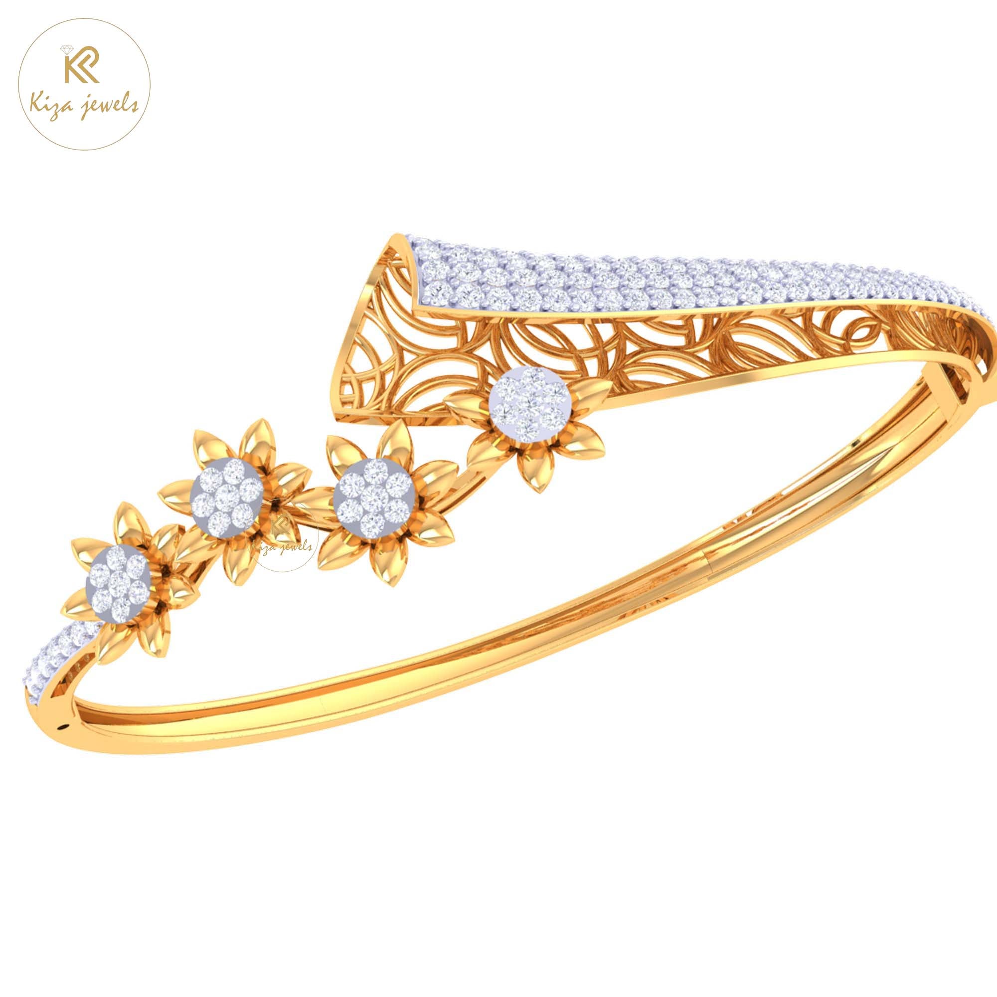 1.20 TDW Round Cut Diamond women's Bangle Bracelet