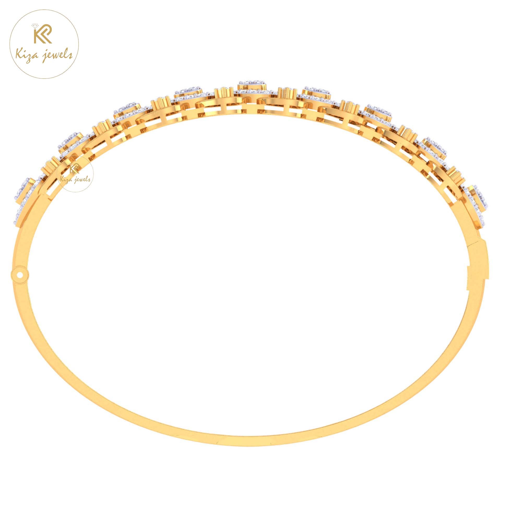 1.38 TDW Round Cut Diamond Women's Bangle Bracelet