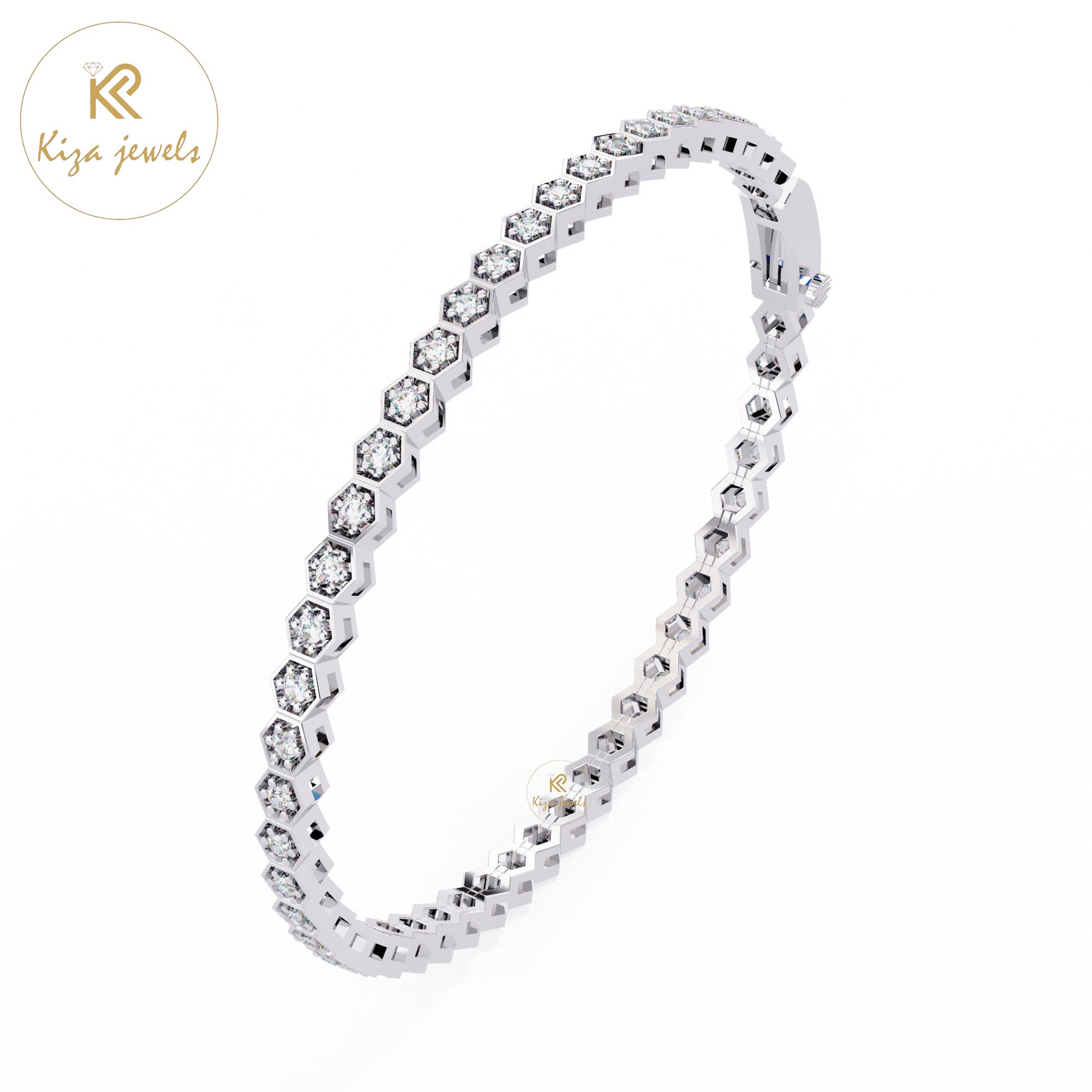 1.09 TDW Round Cut Diamond Women's Bangle Bracelet