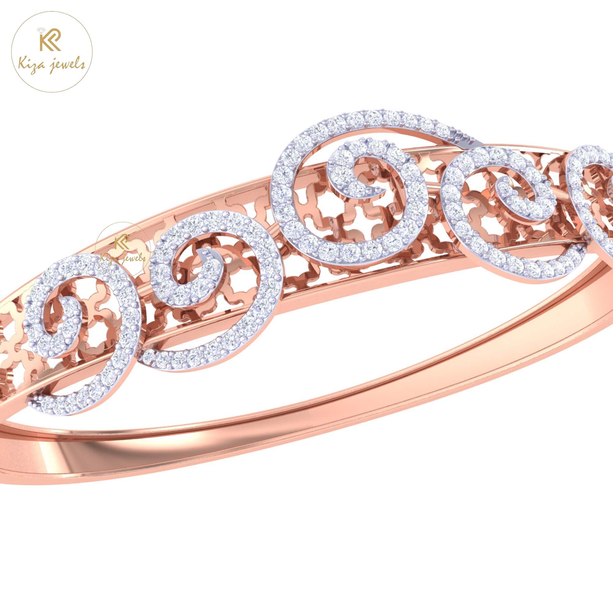 1.15 TDW Round Cut Diamond women's Bangle Bracelet