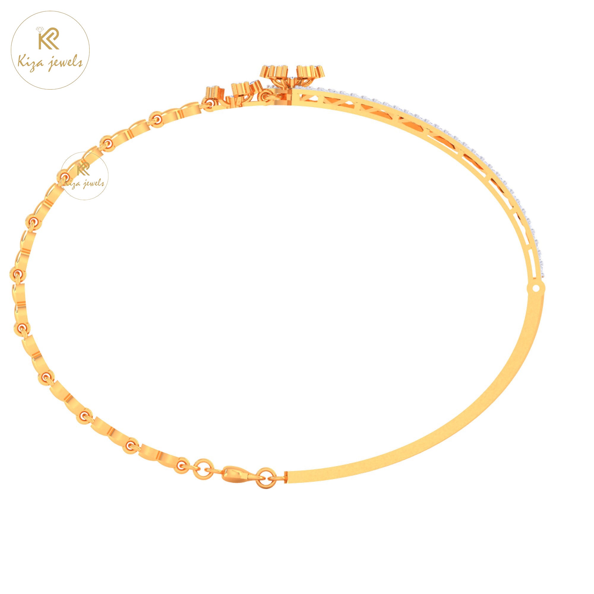 0.89 TDW Round Cut Diamond women's Bangle Bracelet