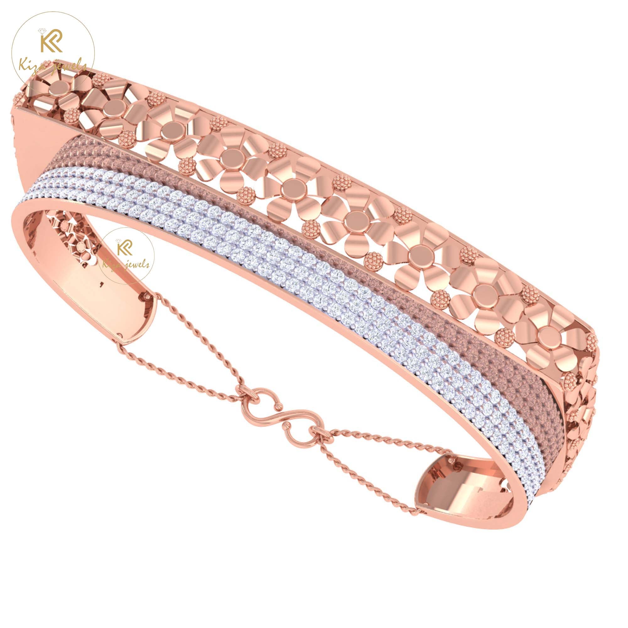 1.40 TDW Round Cut Diamond women's Bangle Bracelet