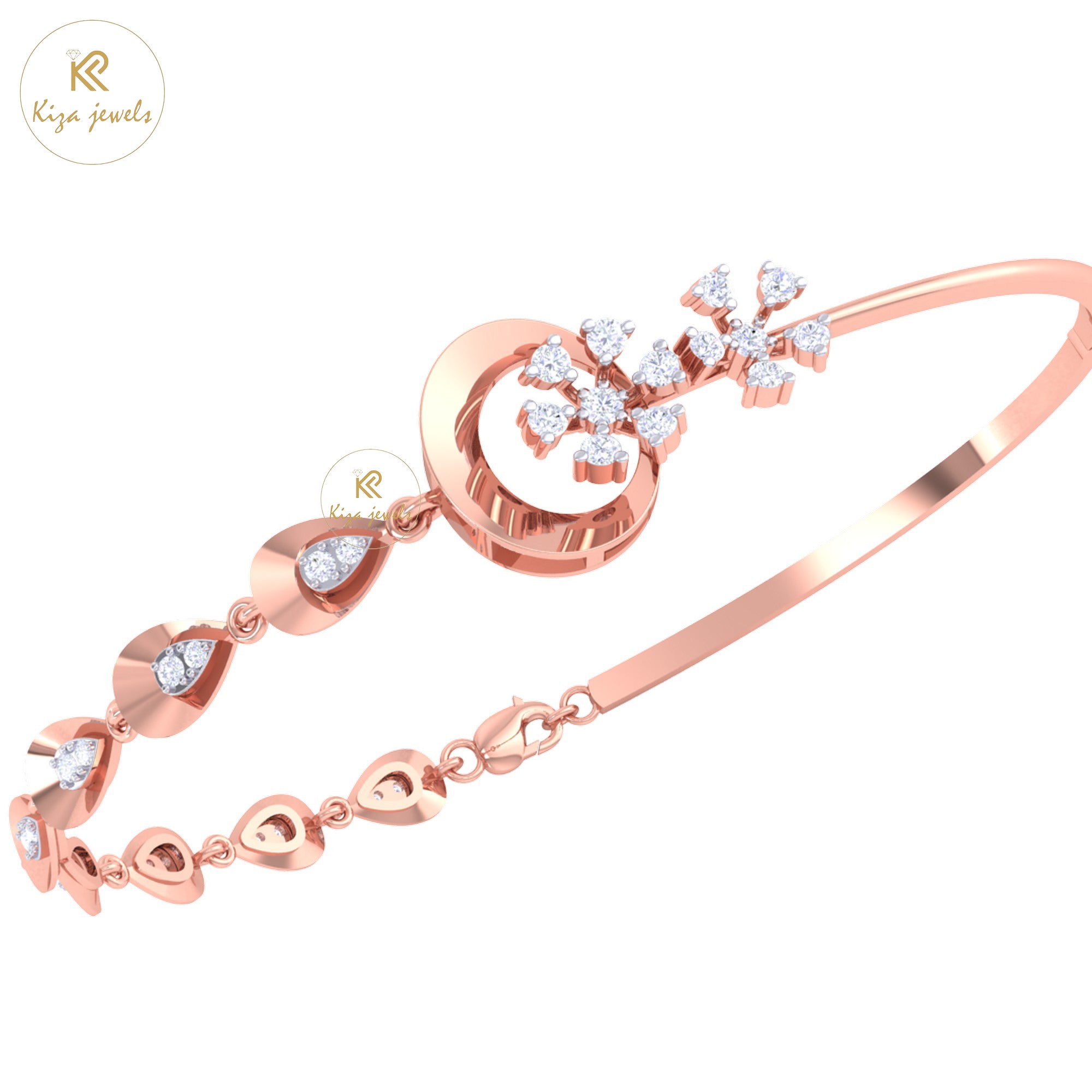 0.37 TDW Round Cut Diamond women's Bangle Bracelet